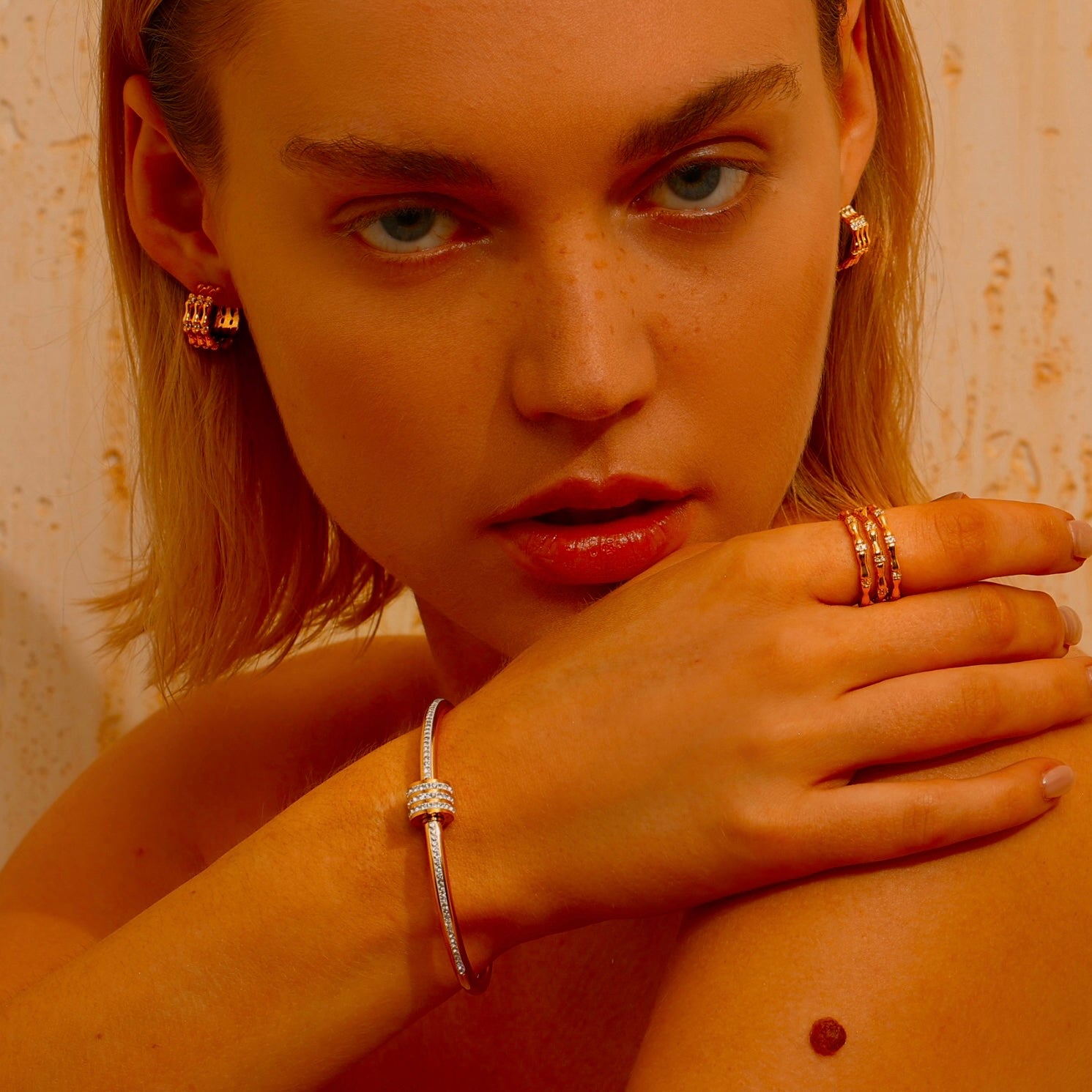 Bamboo Triple Band Stud Earrings - Earrings - ONNNIII