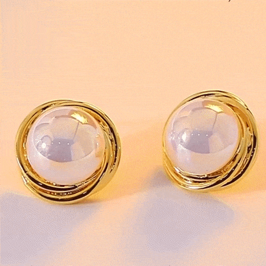 Gold Rim Pearl Stud Earrings - Earrings - ONNNIII