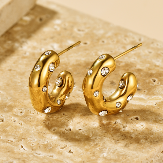 CZ Inlaid Hoop - Earrings - ONNNIII