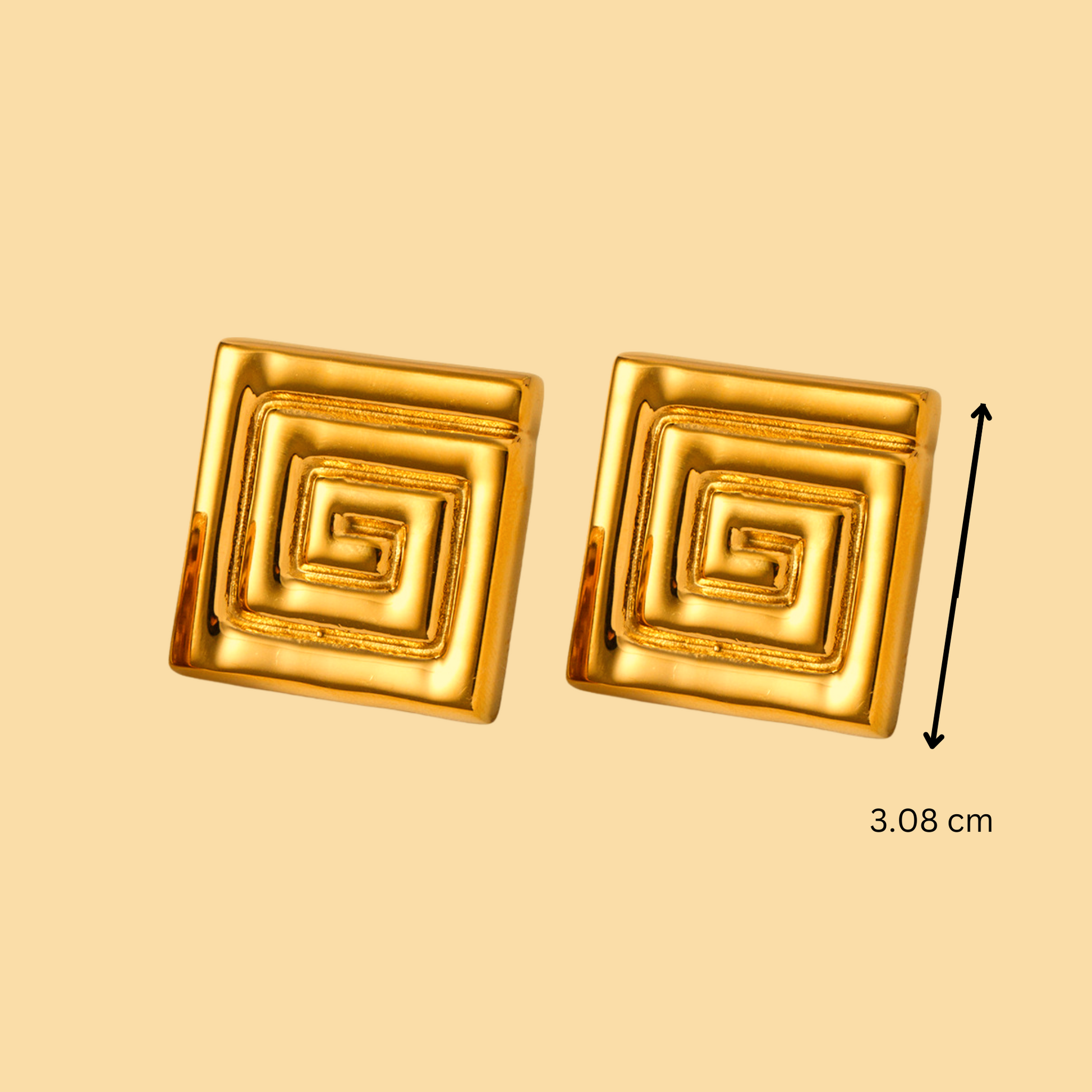 Textured Square Stud Earrings - Earrings - ONNNIII