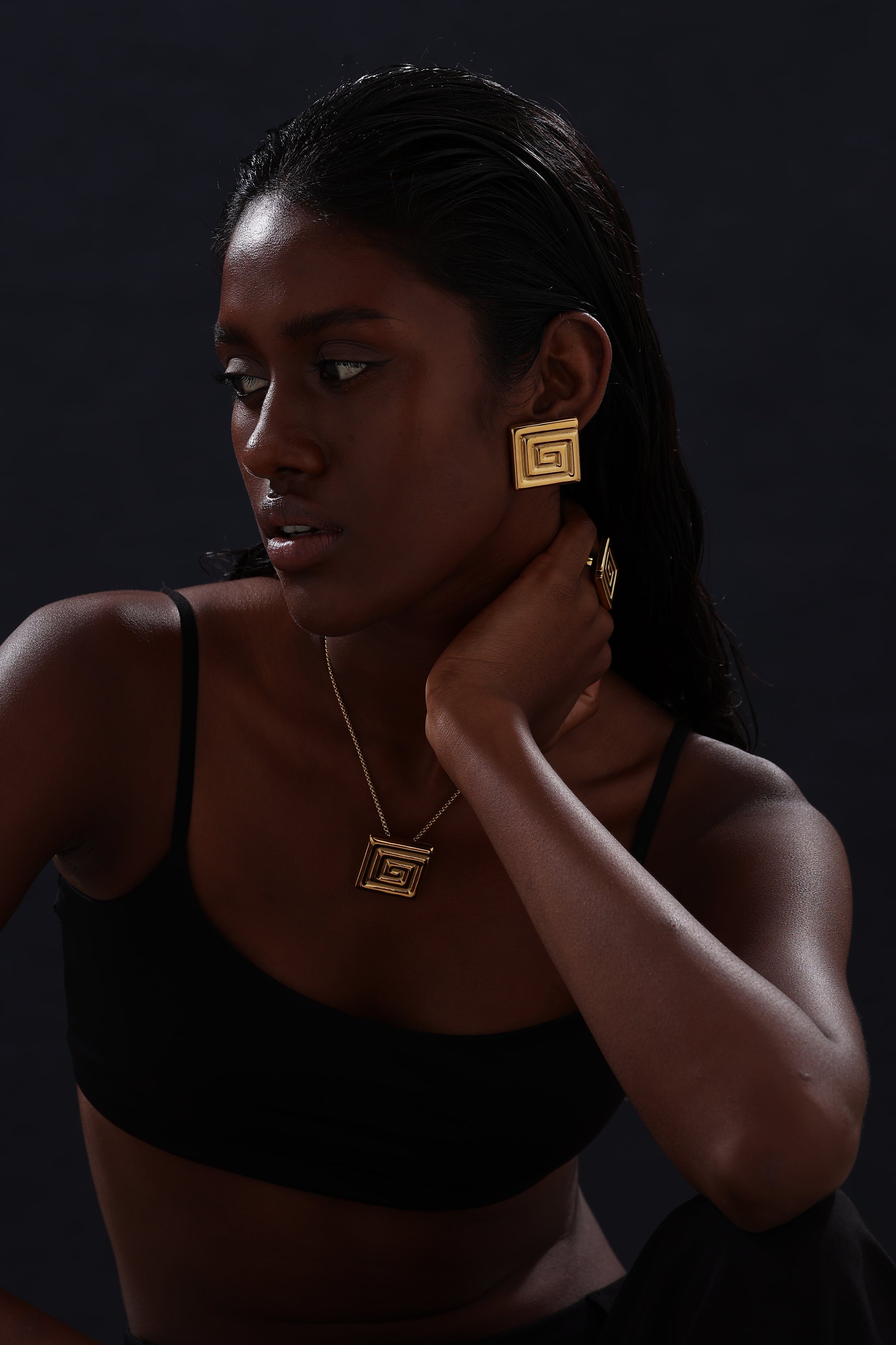 Textured Square Stud Earrings - Earrings - ONNNIII