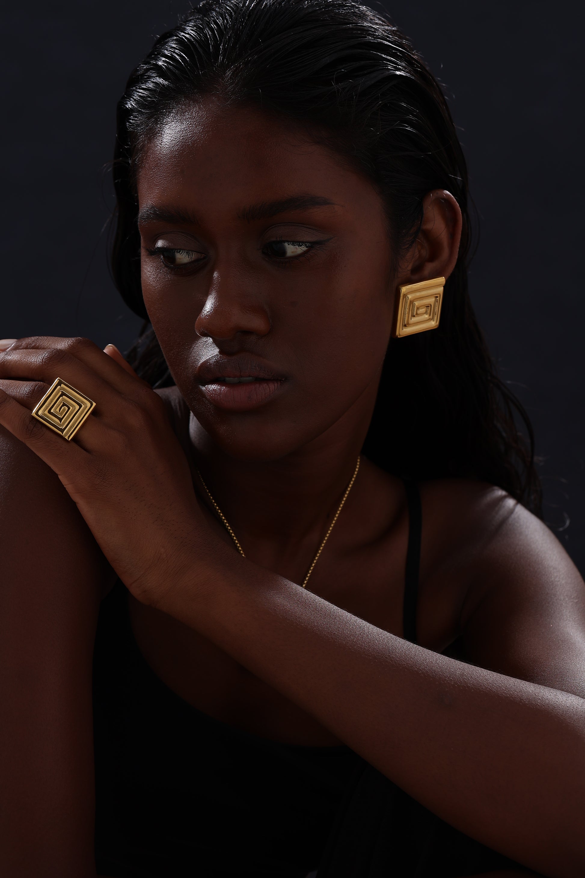 Textured Square Stud Earrings - Earrings - ONNNIII