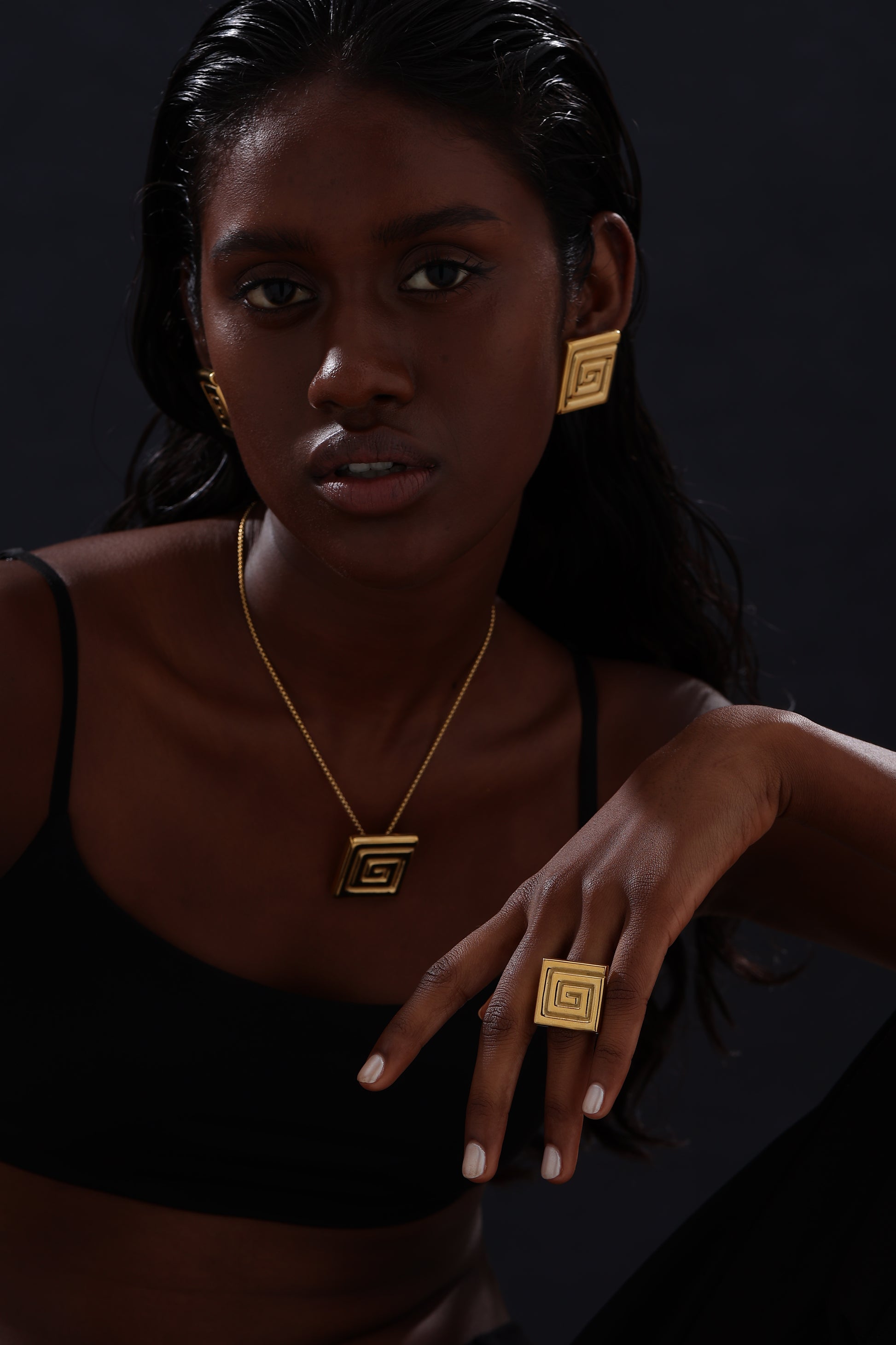 Textured Square Stud Earrings - Earrings - ONNNIII
