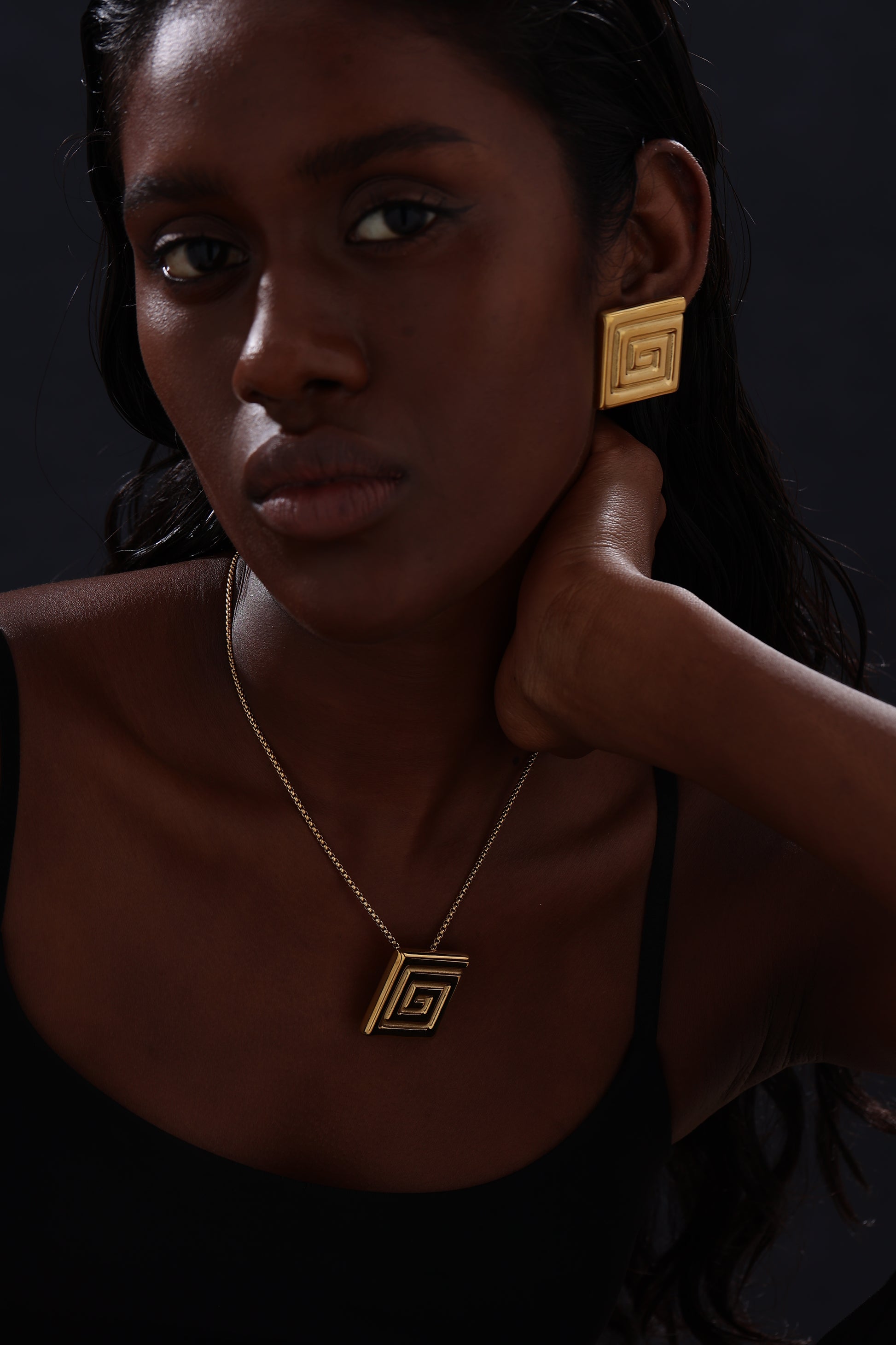 Textured Square Stud Earrings - Earrings - ONNNIII
