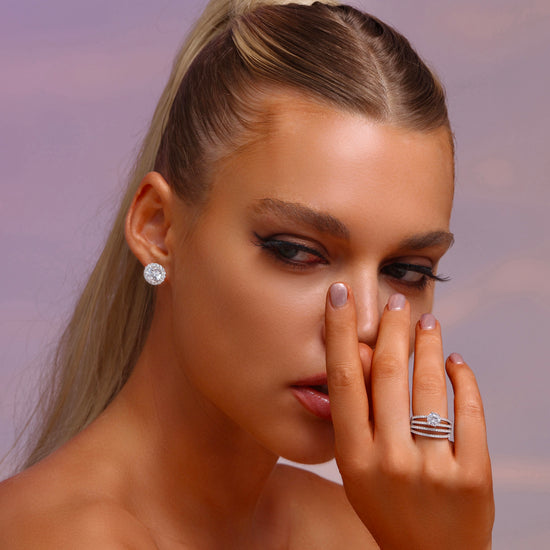 Halo Round Stud Earrings - Earrings - ONNNIII