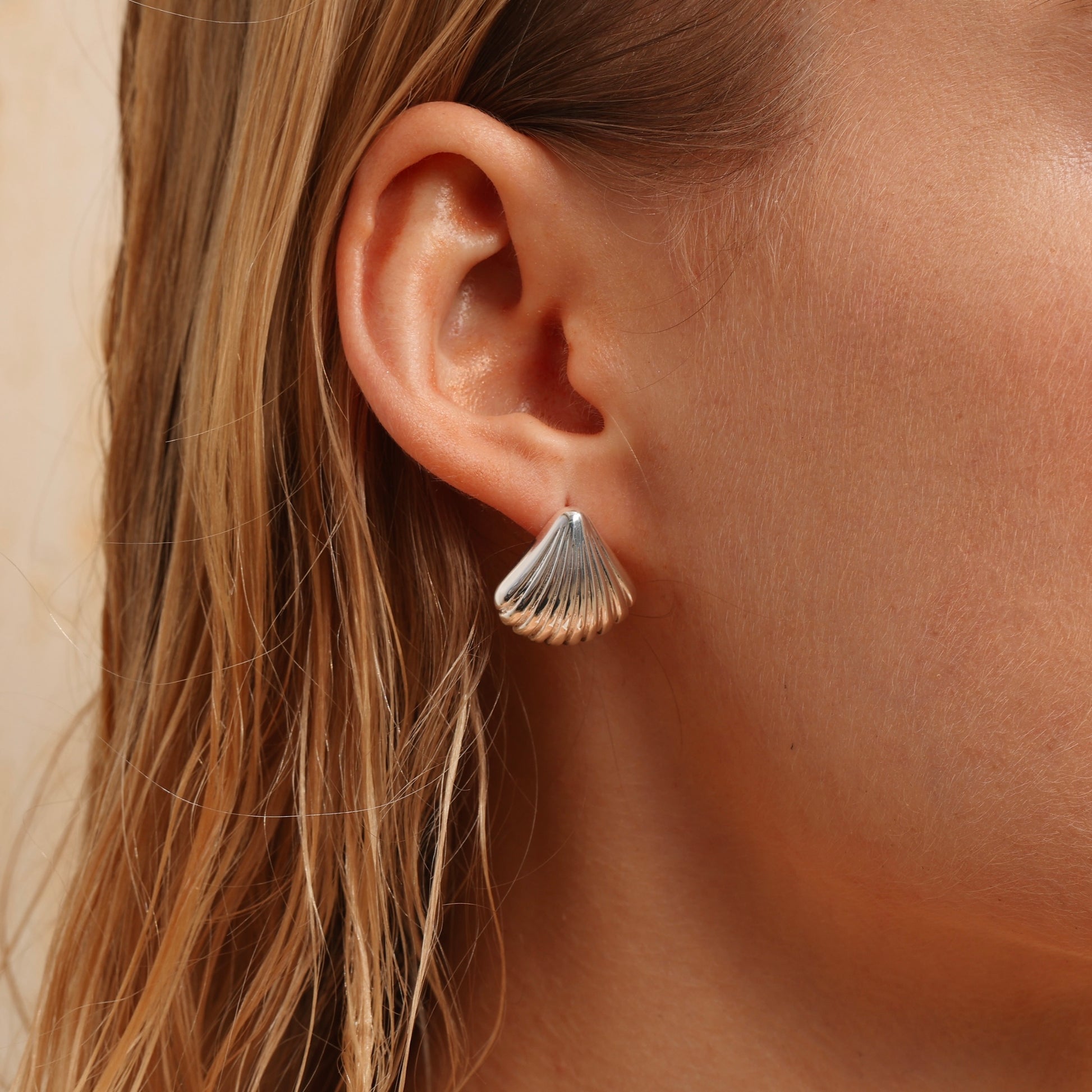 Shell Stud Earrings - Silver - Earrings - ONNNIII
