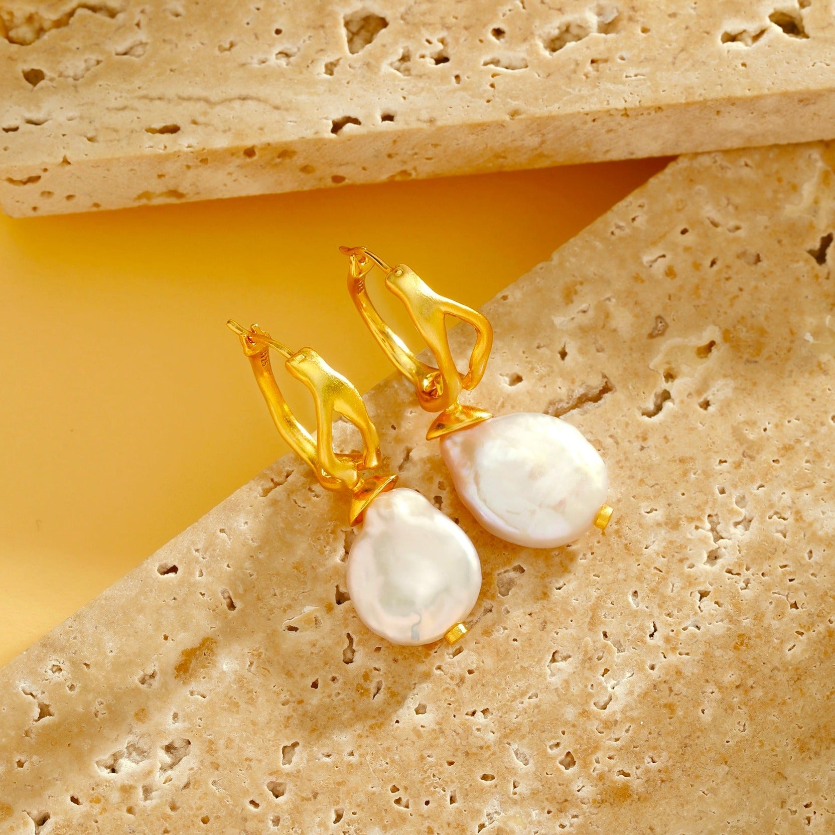 Keshi Pearl Drop Earrings - 22K Gold Vermeil - Earrings - ONNNIII