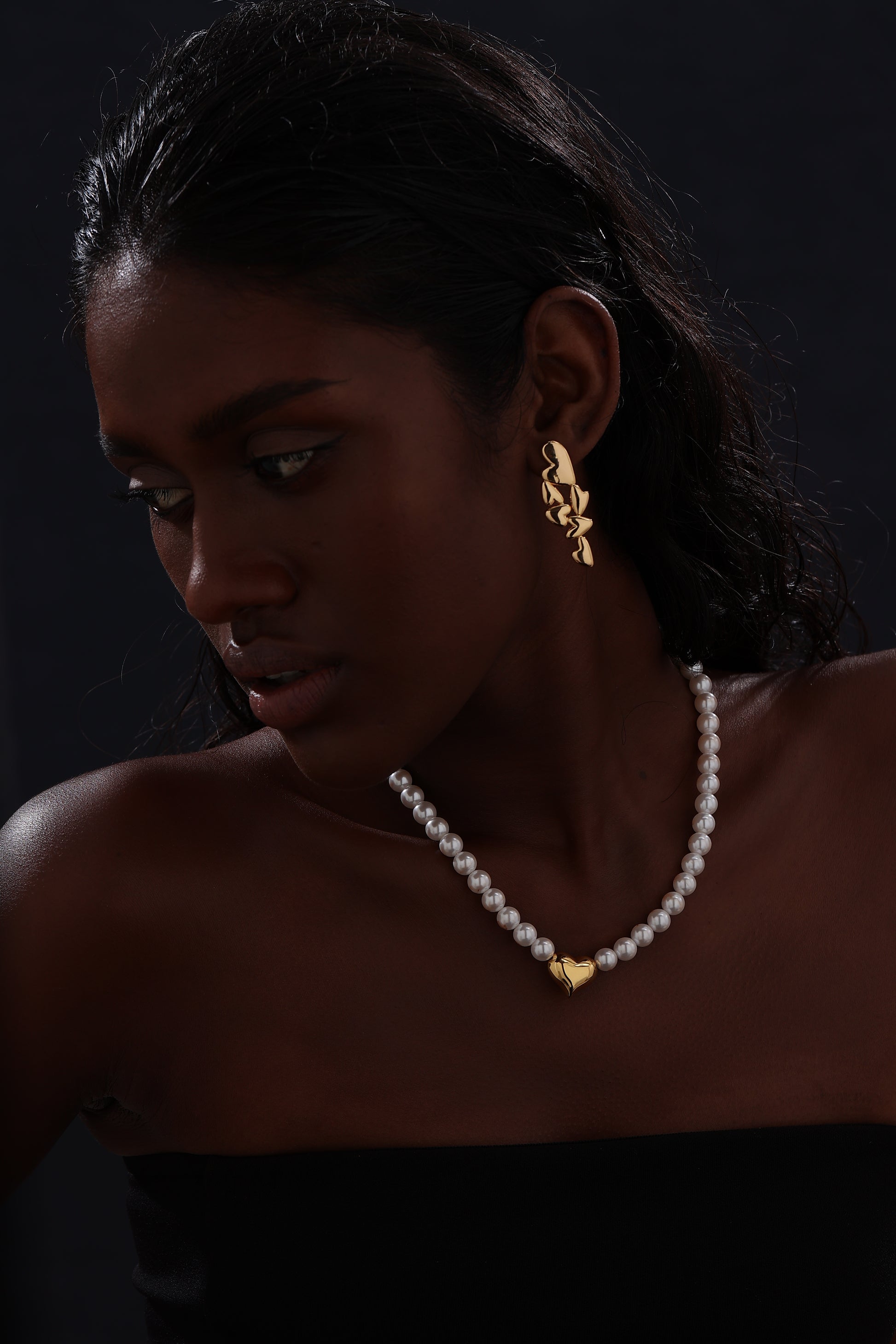 Heart Pendant Pearl Necklace - Necklace - ONNNIII