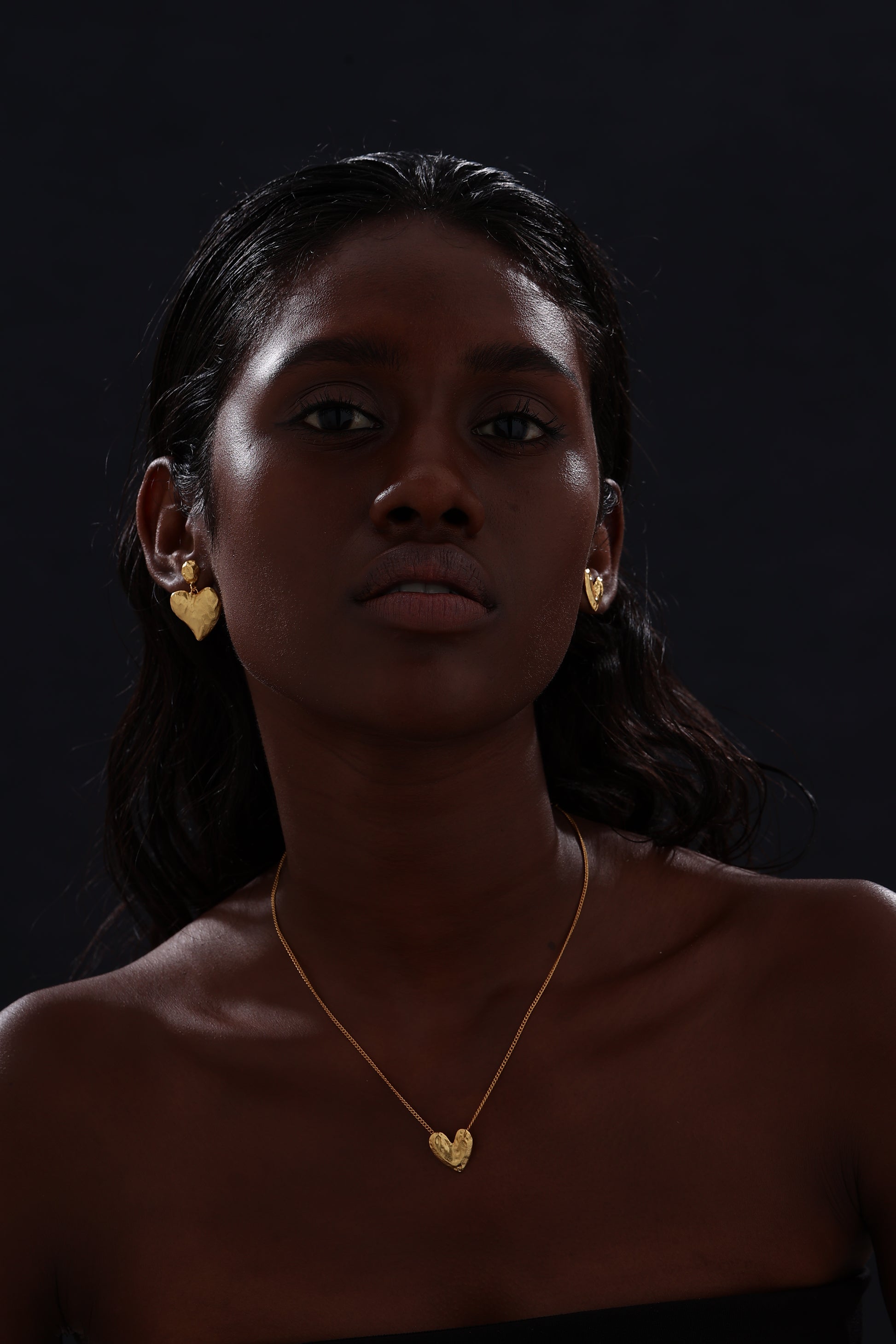 Textured Heart Drop Earrings - Earrings - ONNNIII