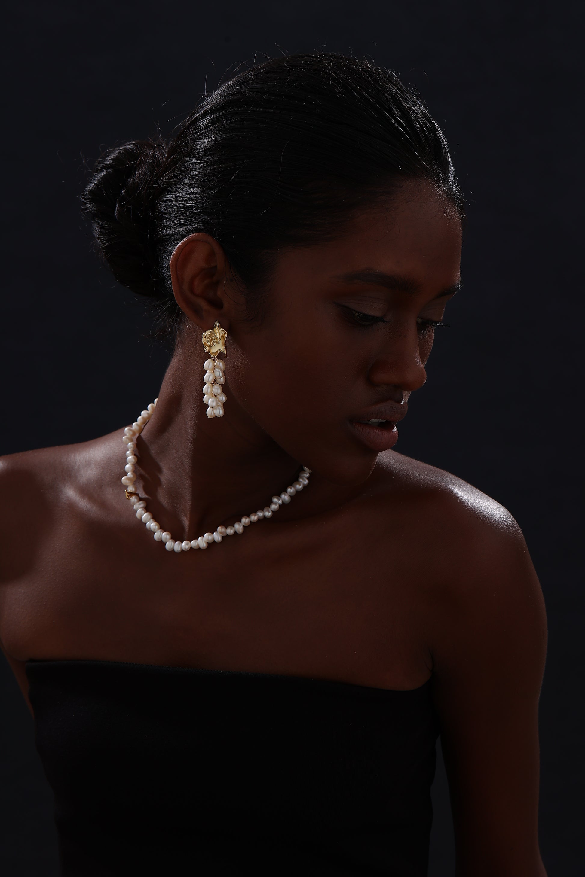 Freshwater Pearl Cluster Drop Earrings - Earrings - ONNNIII