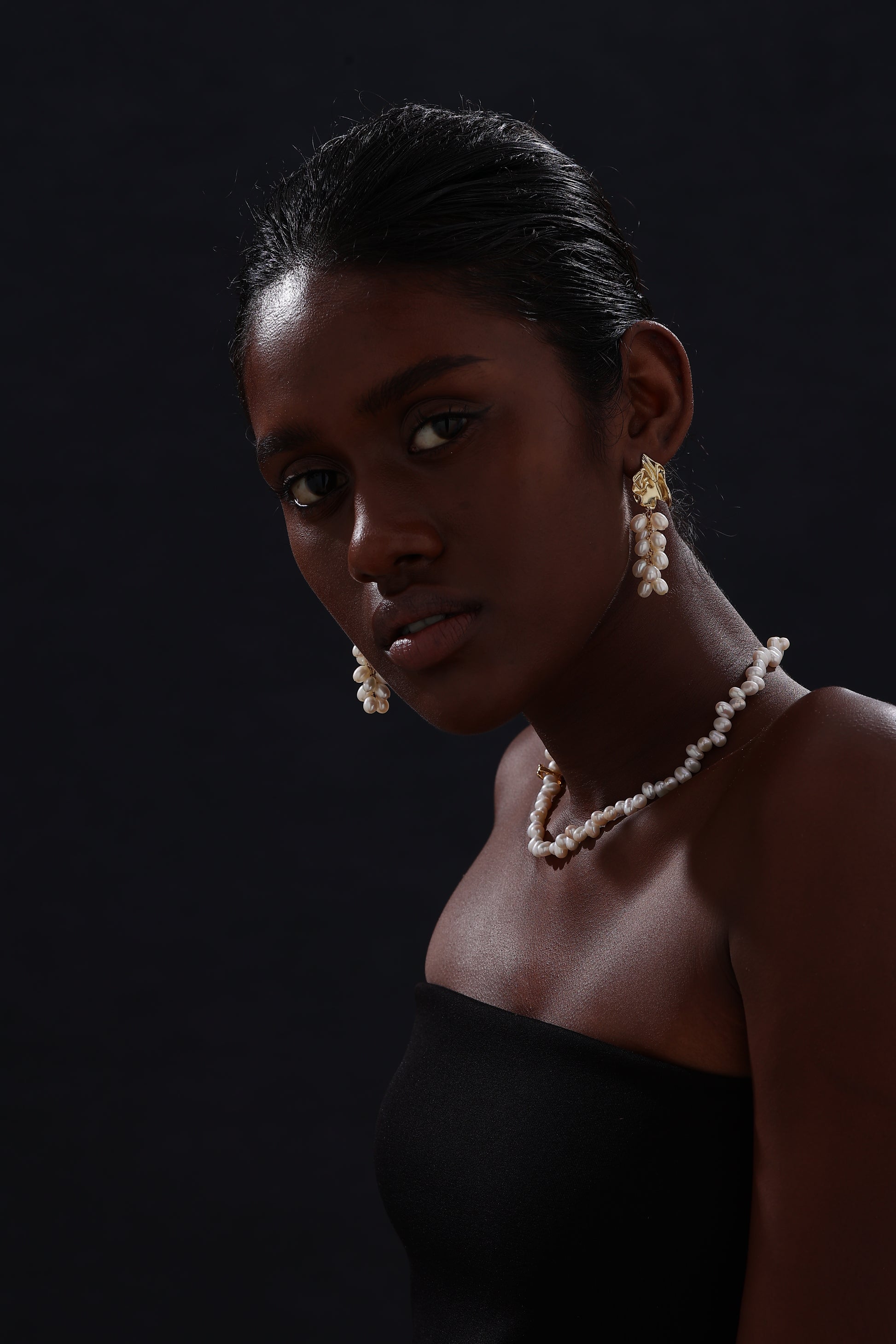 Freshwater Pearl Cluster Drop Earrings - Earrings - ONNNIII