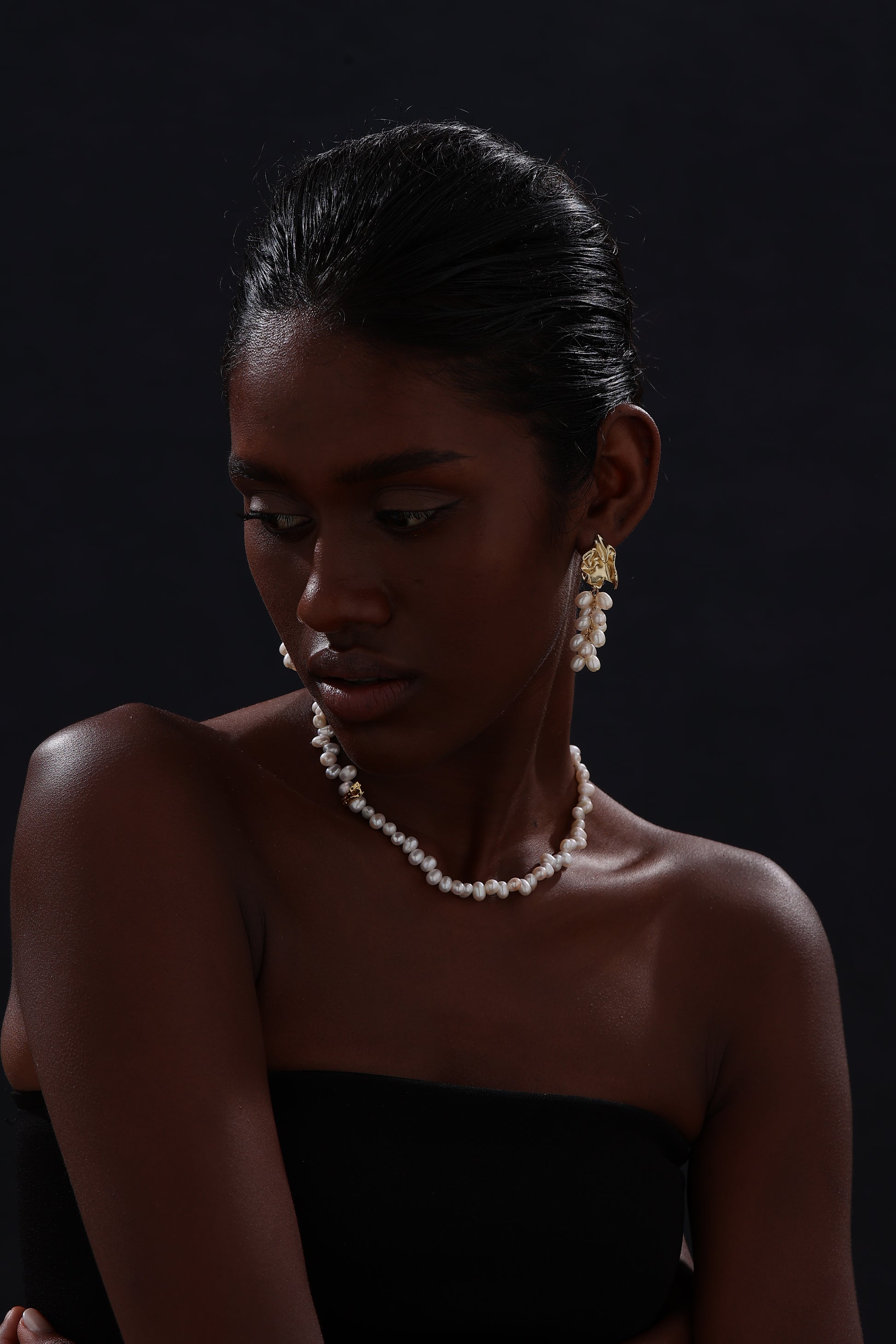 Freshwater Pearl Cluster Drop Earrings - Earrings - ONNNIII