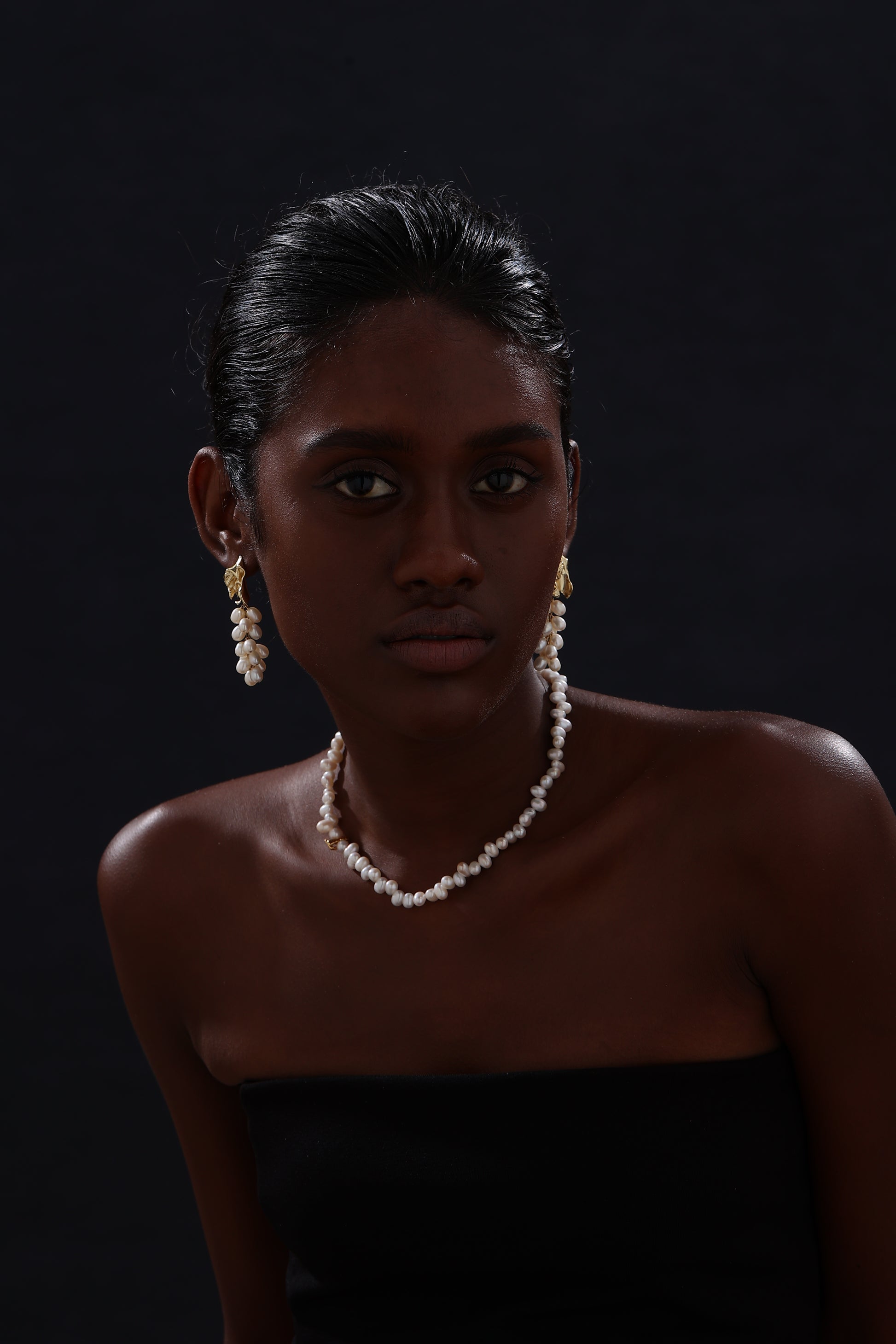 Freshwater Pearl Cluster Drop Earrings - Earrings - ONNNIII