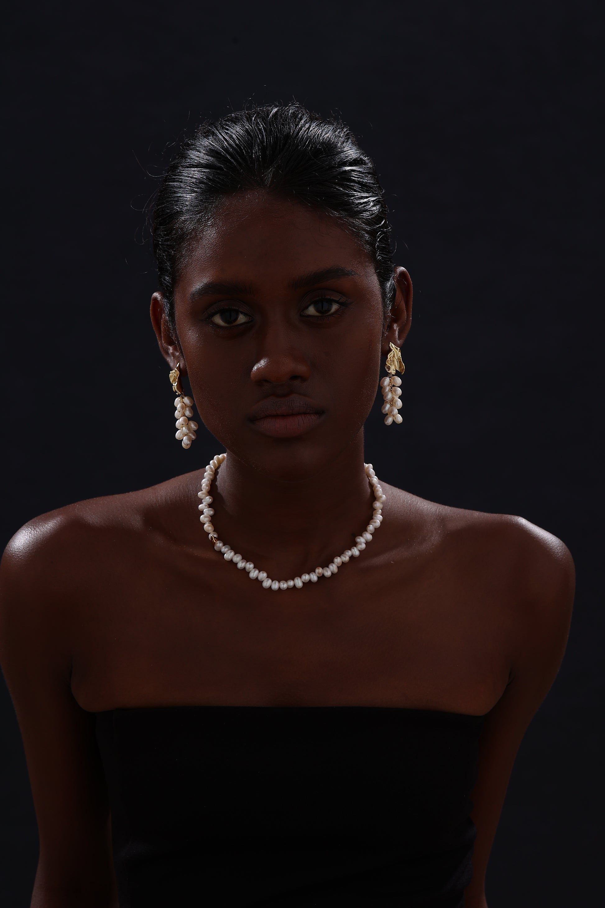 Freshwater Pearl Cluster Drop Earrings - Earrings - ONNNIII