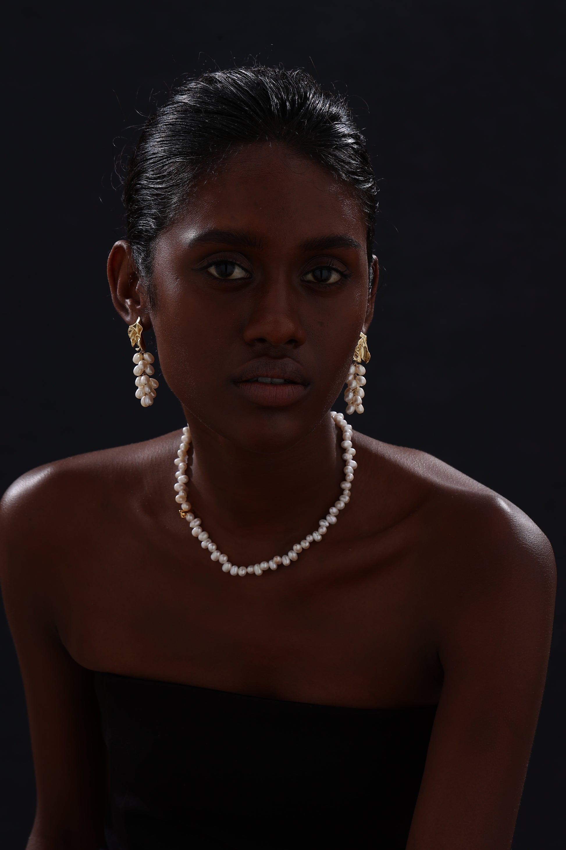 Freshwater Pearl Cluster Drop Earrings - Earrings - ONNNIII