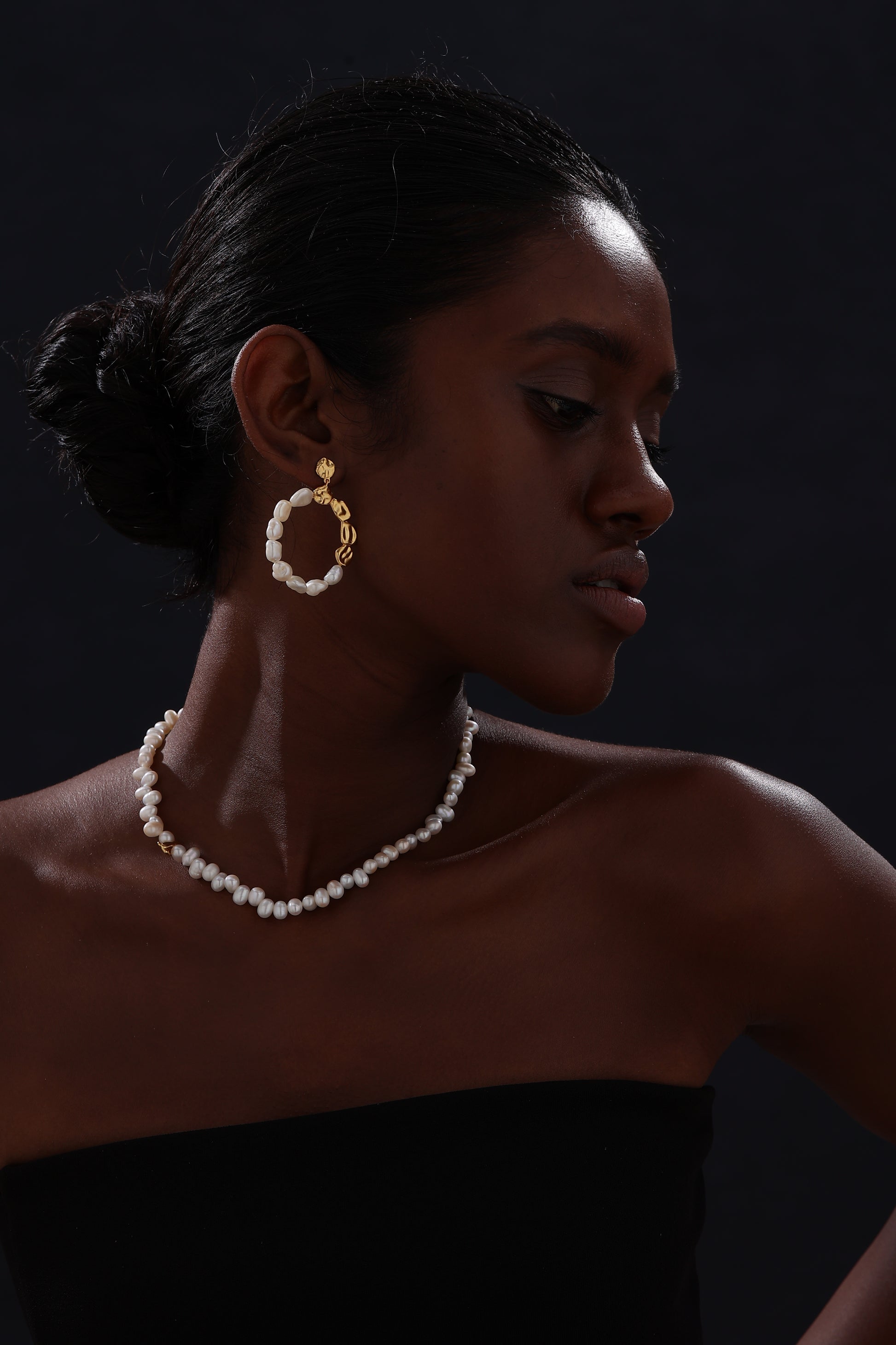 Keshi Pearl Drop Stud Earrings - 22K Gold Vermeil - Earrings - ONNNIII