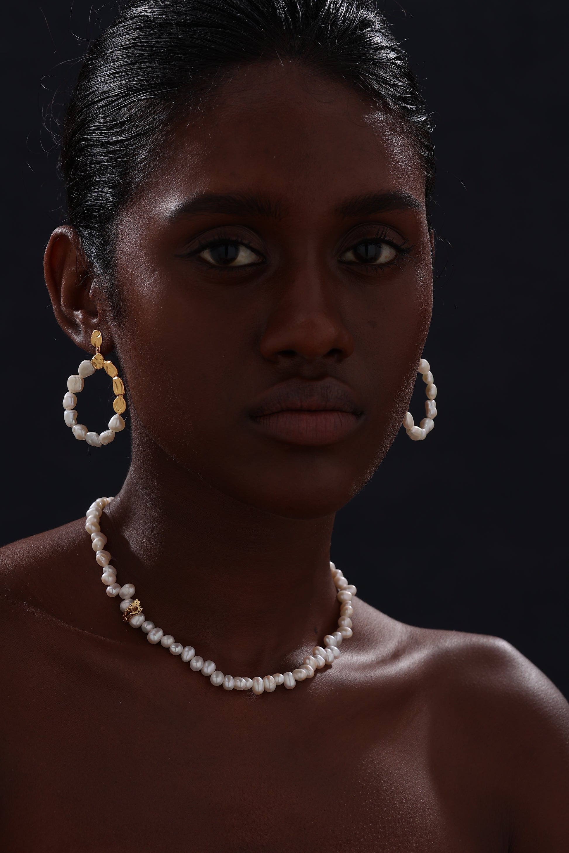 Keshi Pearl Drop Stud Earrings - 22K Gold Vermeil - Earrings - ONNNIII