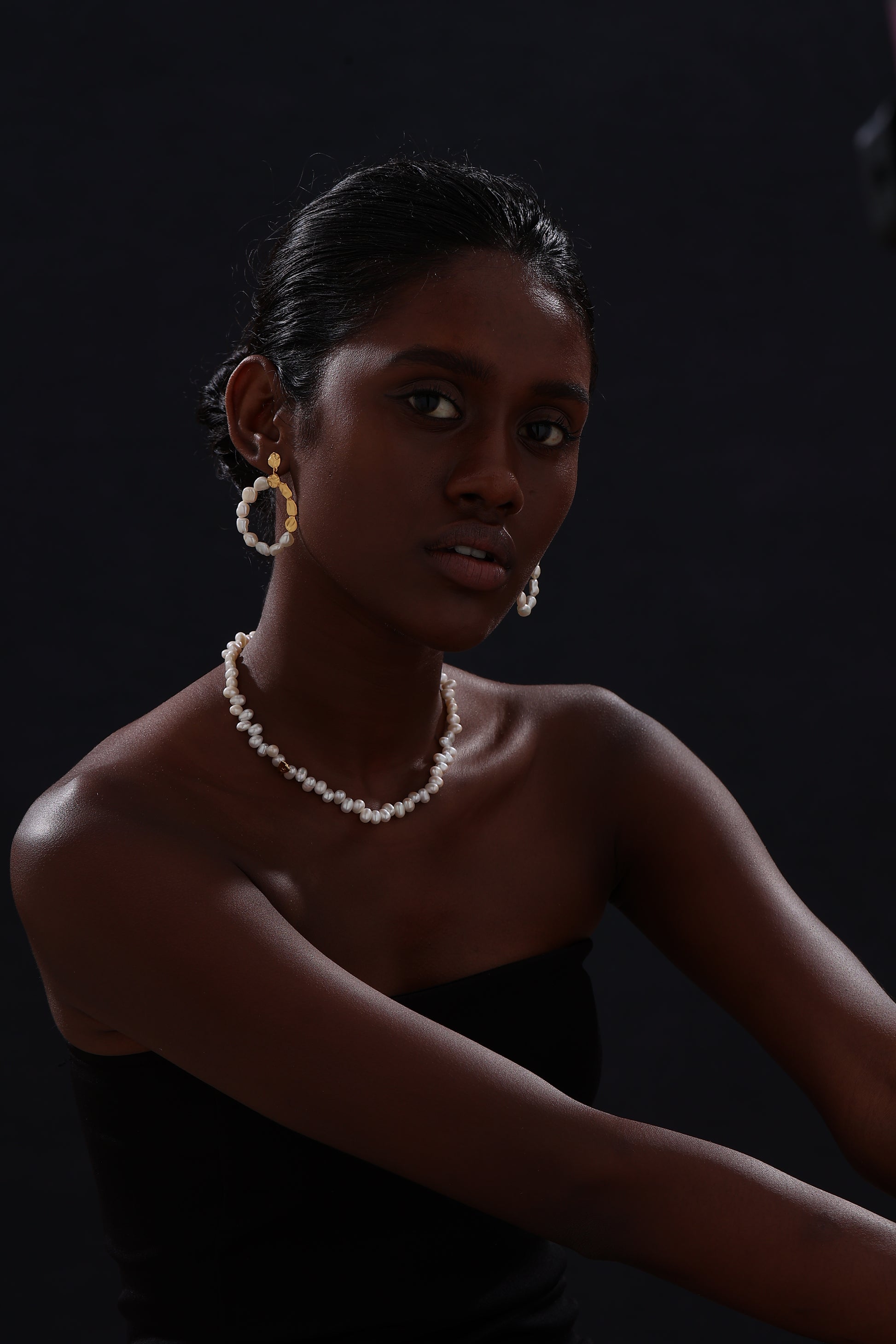 Keshi Pearl Drop Stud Earrings - 22K Gold Vermeil - Earrings - ONNNIII