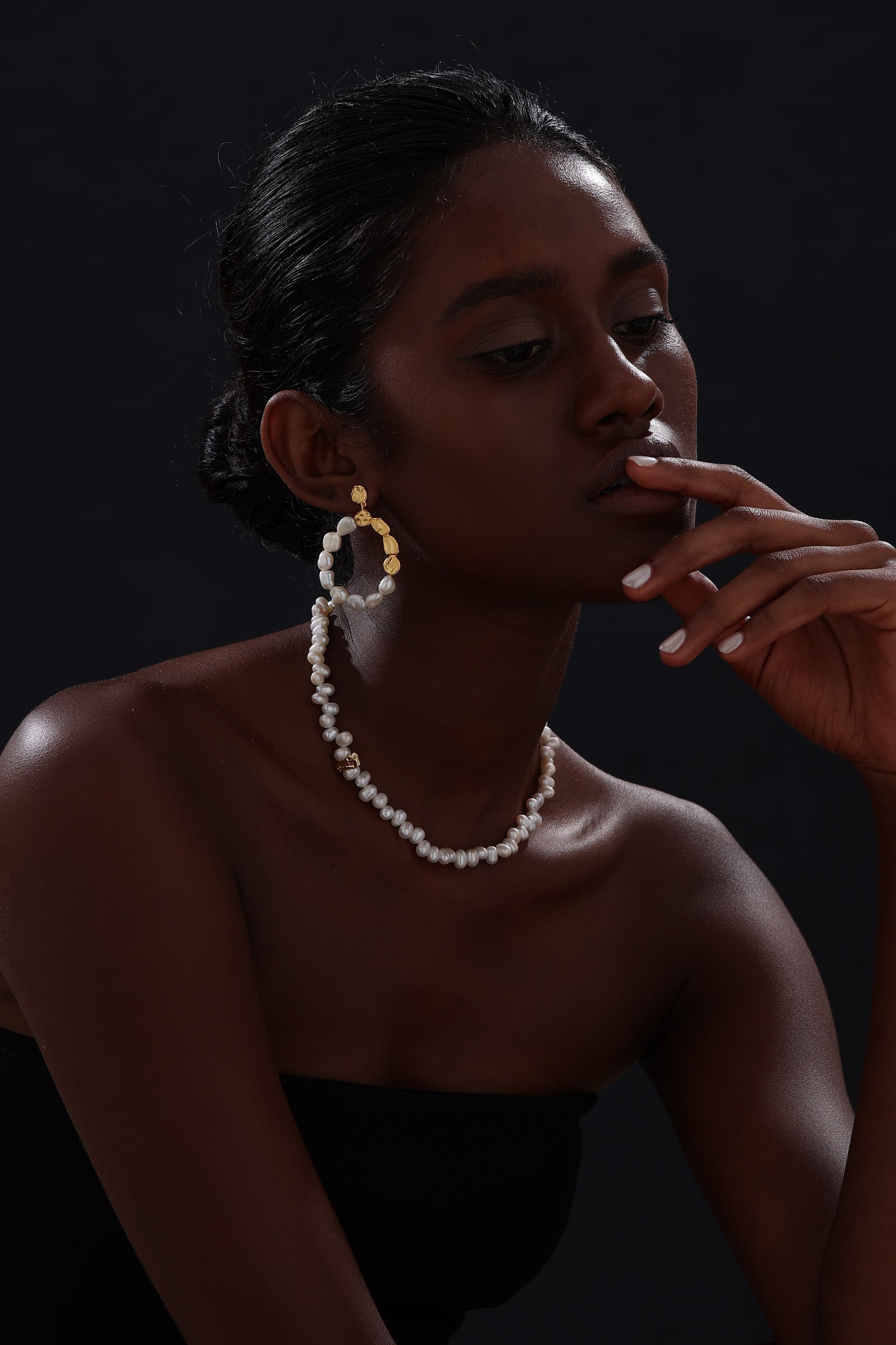 Keshi Pearl Drop Stud Earrings - 22K Gold Vermeil - Earrings - ONNNIII
