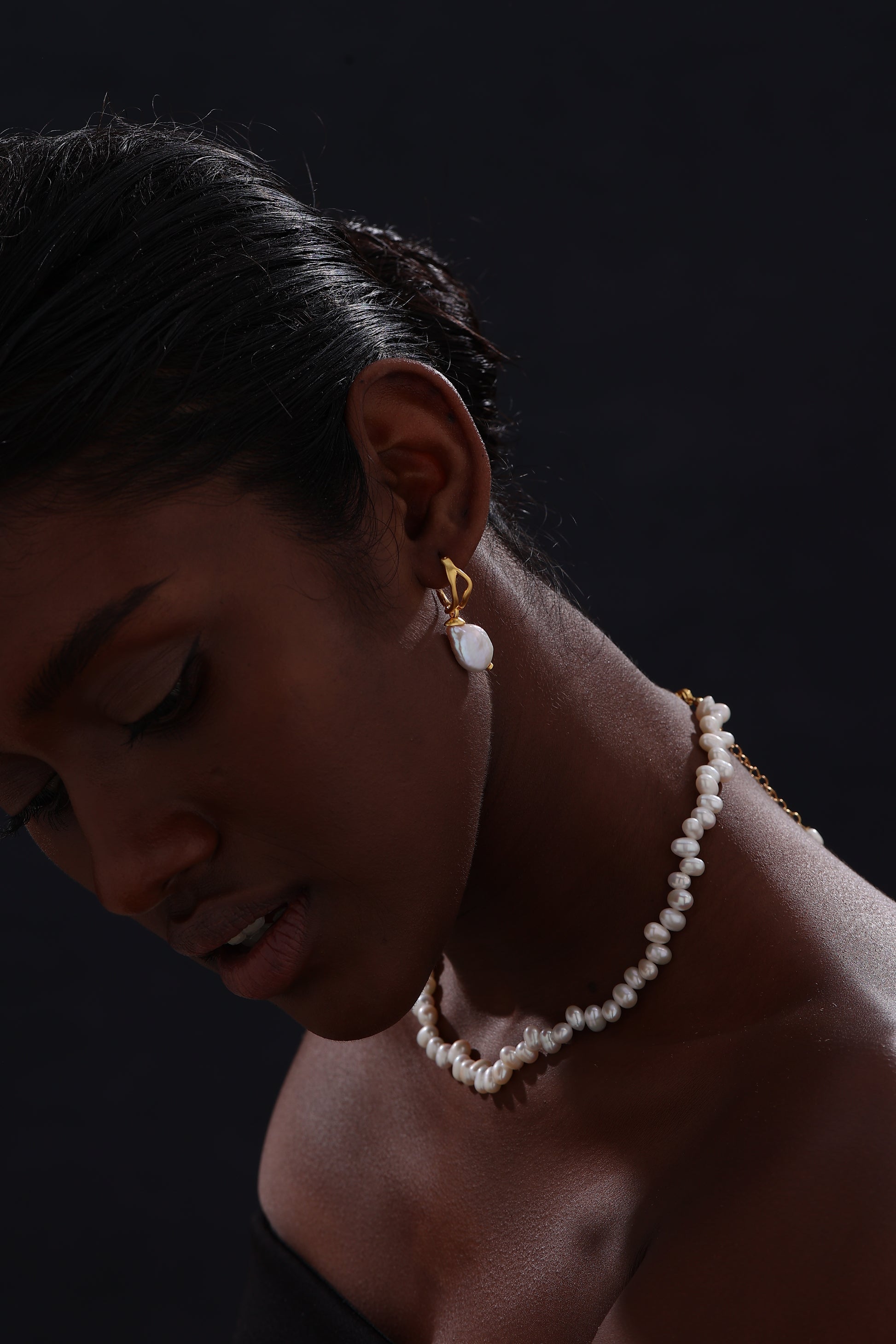 Keshi Pearl Drop Earrings - 22K Gold Vermeil - Earrings - ONNNIII