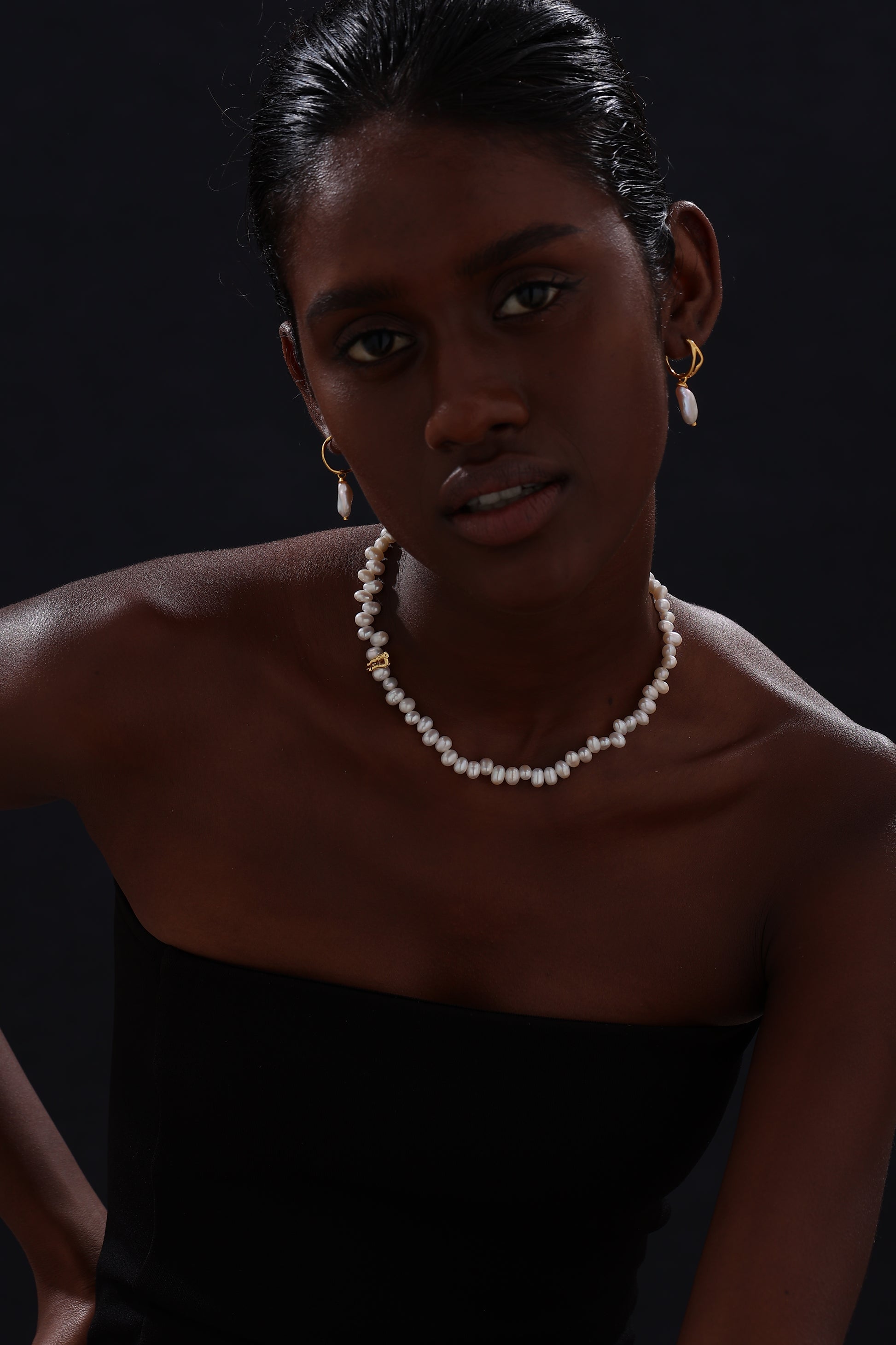Keshi Pearl Drop Earrings - 22K Gold Vermeil - Earrings - ONNNIII