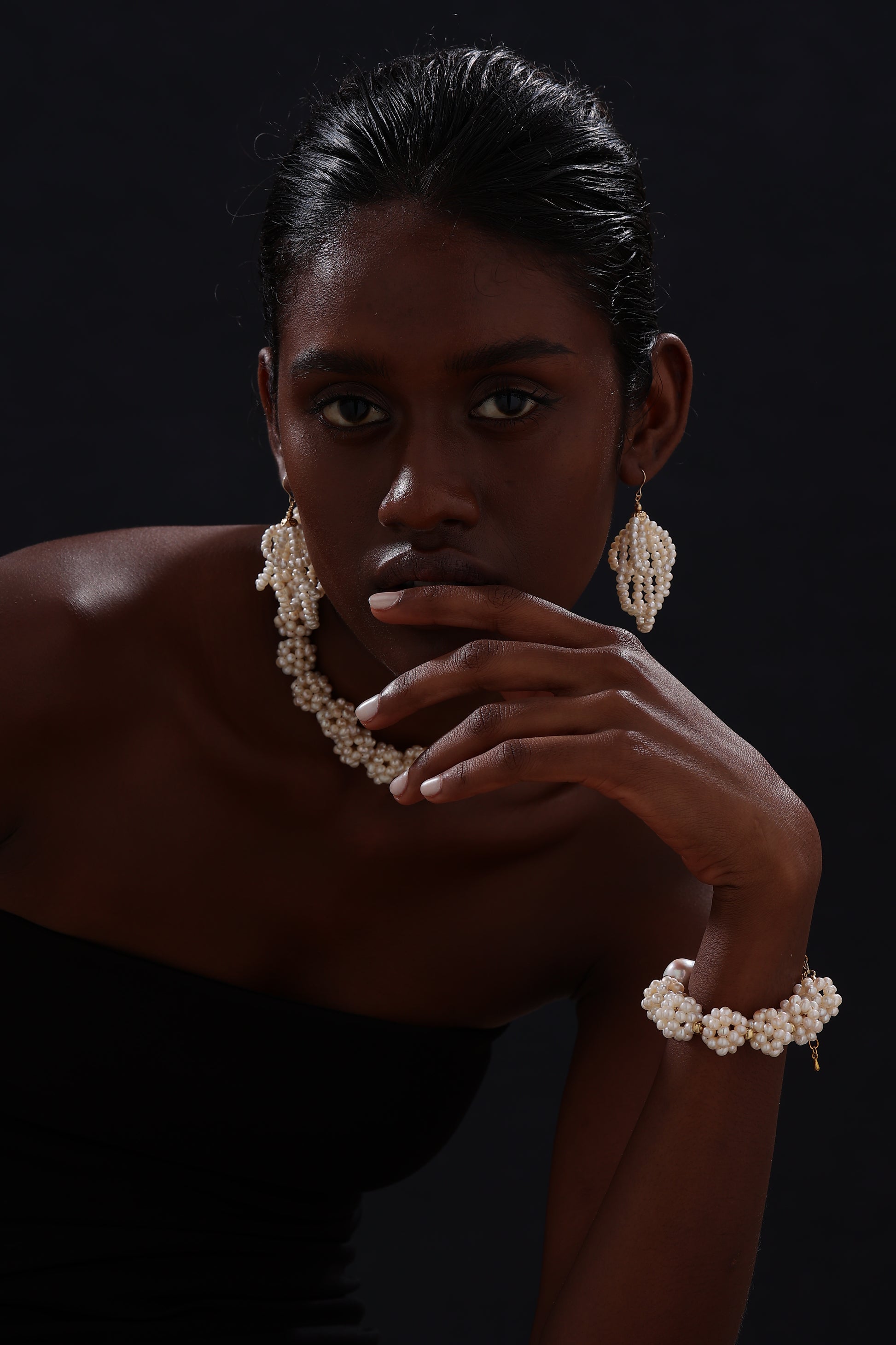Freshwater Pearl Chandelier Wire Hook Earrings - Earrings - ONNNIII