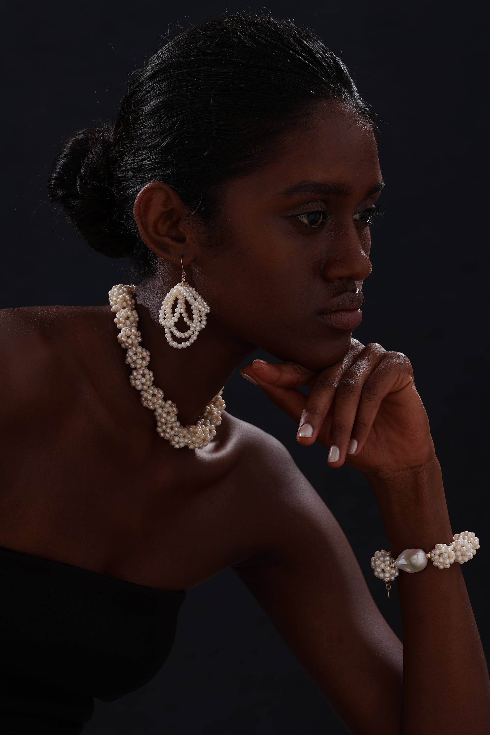 Freshwater Pearl Chandelier Wire Hook Earrings - Earrings - ONNNIII