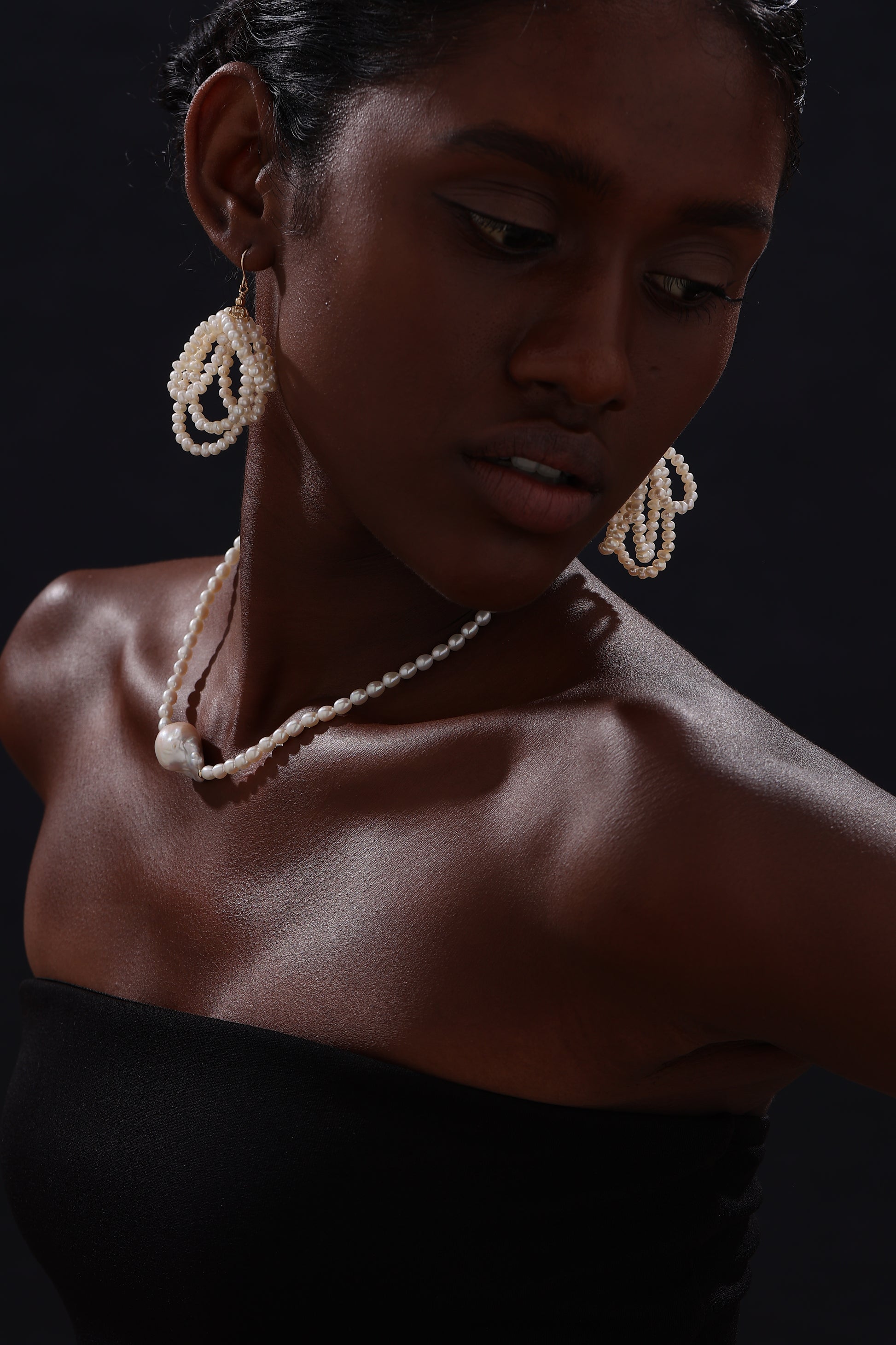 Freshwater Pearl Chandelier Wire Hook Earrings - Earrings - ONNNIII