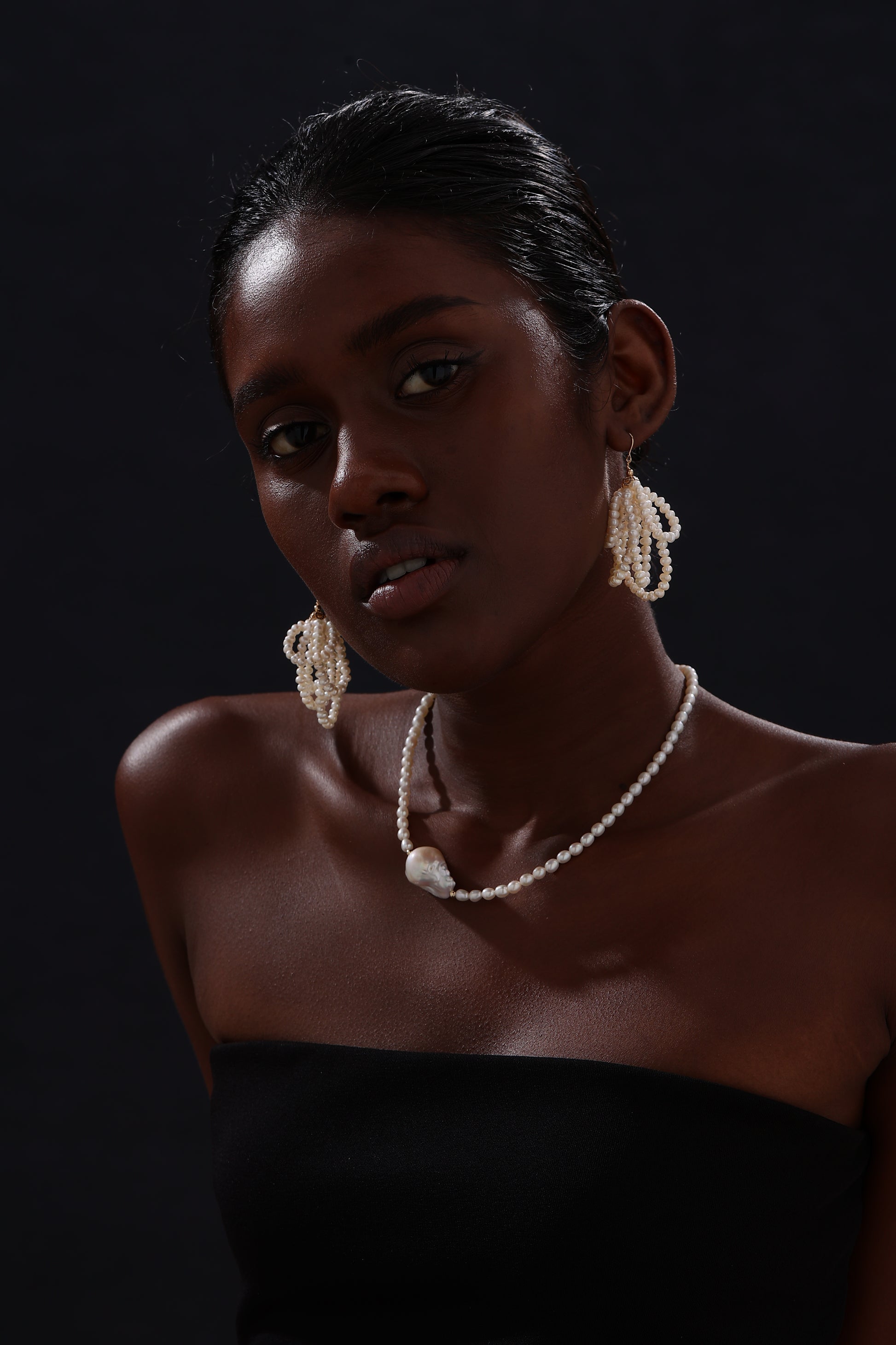 Freshwater Pearl Chandelier Wire Hook Earrings - Earrings - ONNNIII