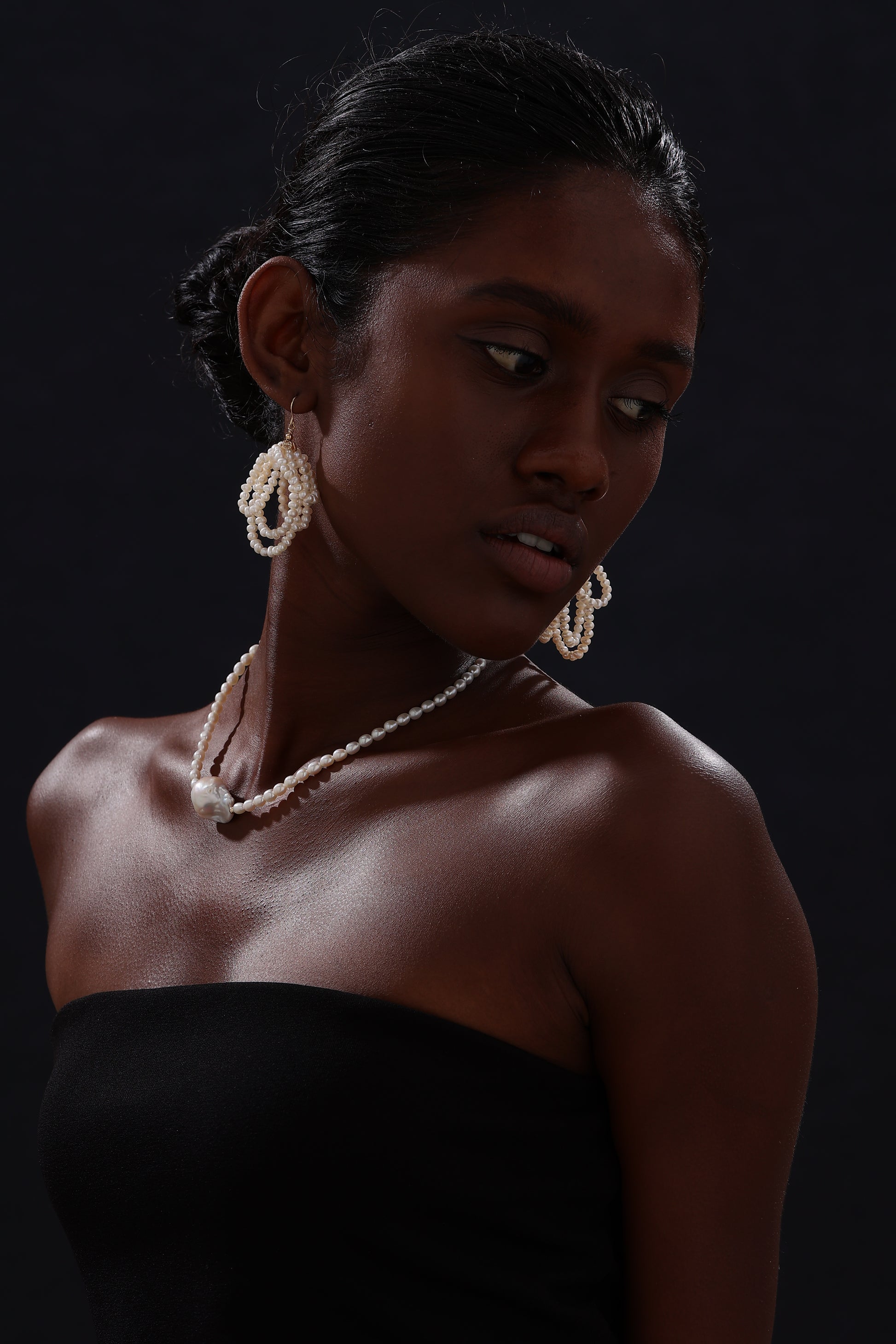 Freshwater Pearl Chandelier Wire Hook Earrings - Earrings - ONNNIII