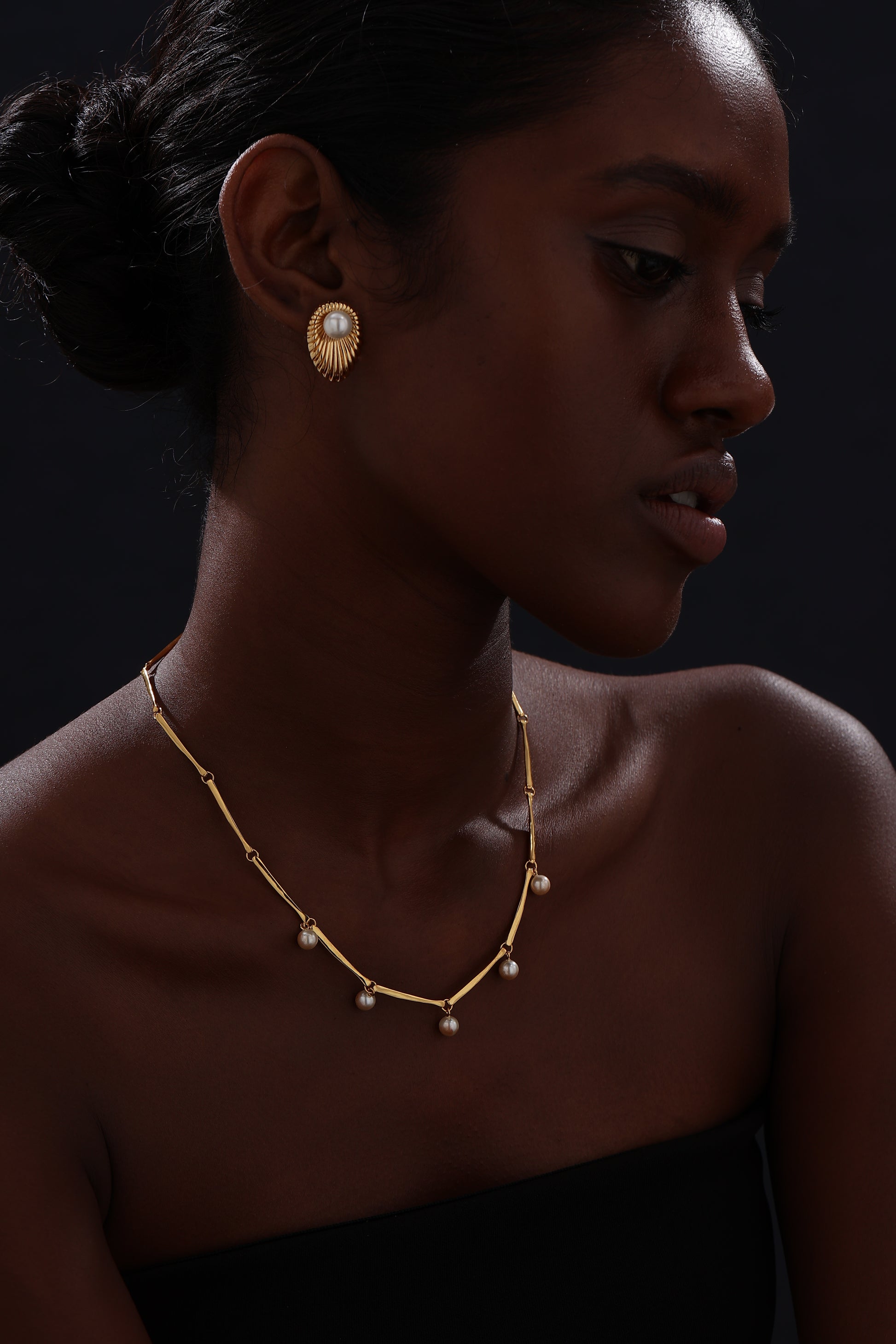Bamboo Pearl Necklace - 22K Gold Vermeil - Necklace - ONNNIII