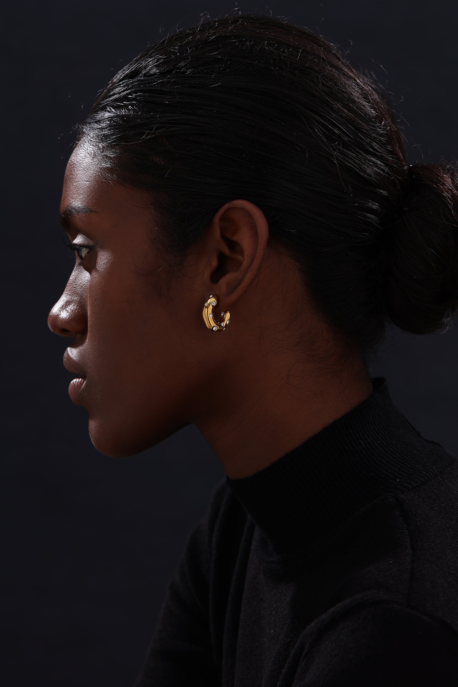 CZ Inlaid Hoop - Earrings - ONNNIII
