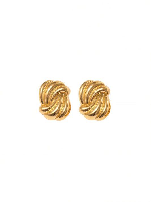 Wave Stud Earrings | Gold