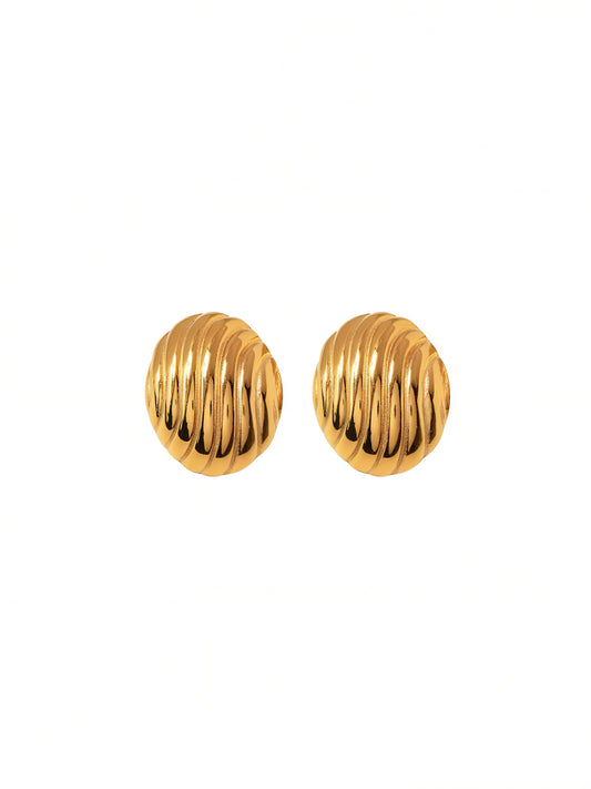 Oval Textured Stud Earrings | Gold