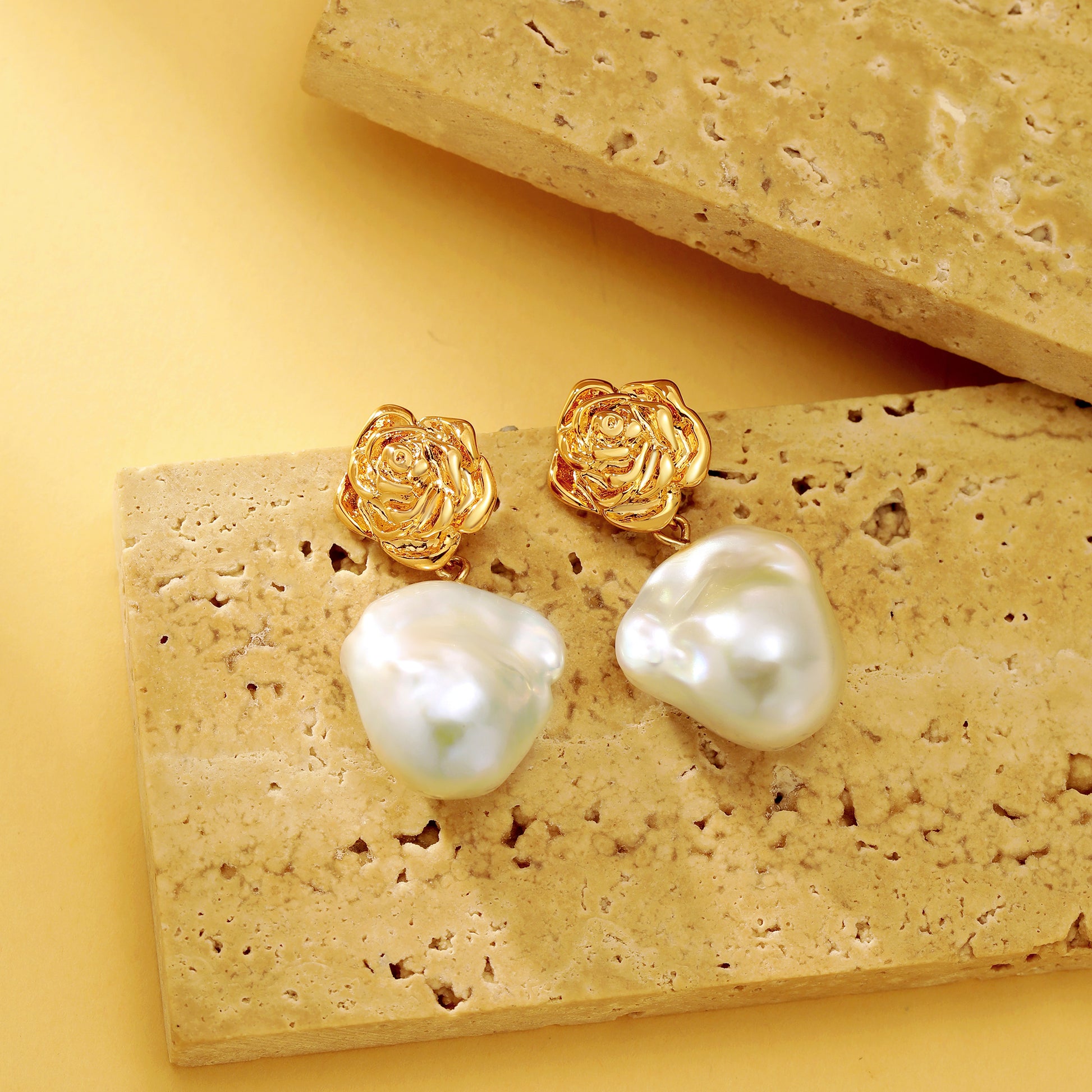 Baroque Pearl Rose Earrings - Earrings - ONNNIII