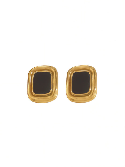 Retro Rectangular Stud Earrings | Gold