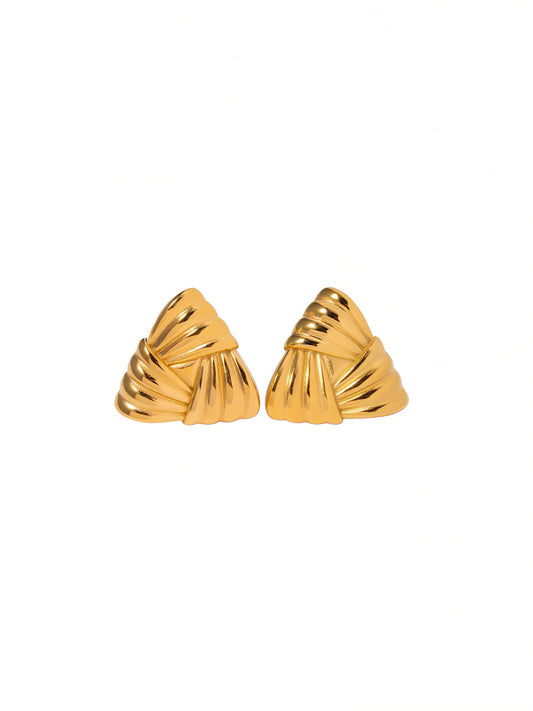 Triangle Textured Stud Earrings | Gold