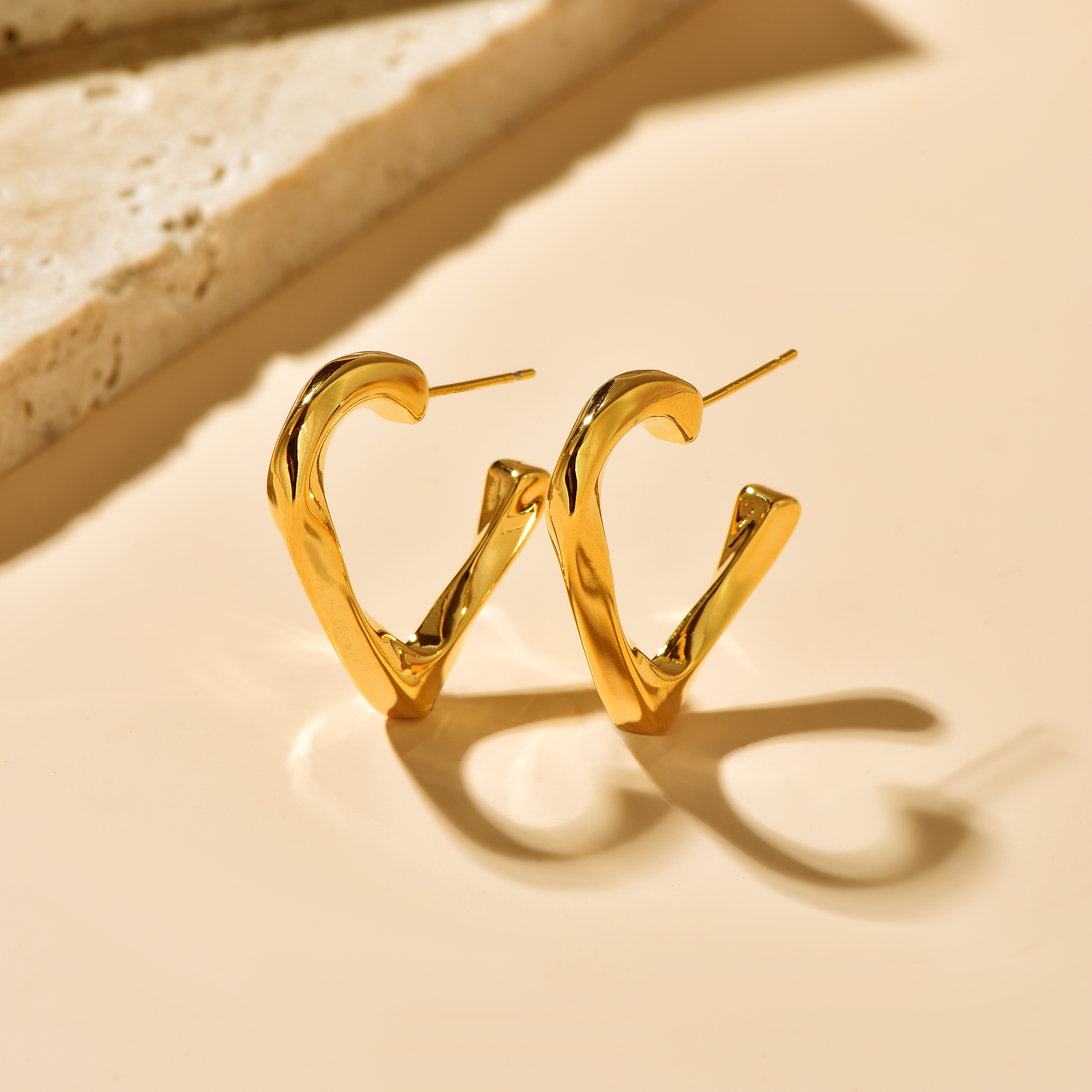 Twisted Triangle Hoop Earrings - Earrings - ONNNIII