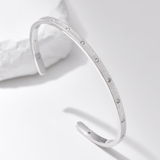 Textured Cuff Bangle - Silver - Bracelet - ONNNIII