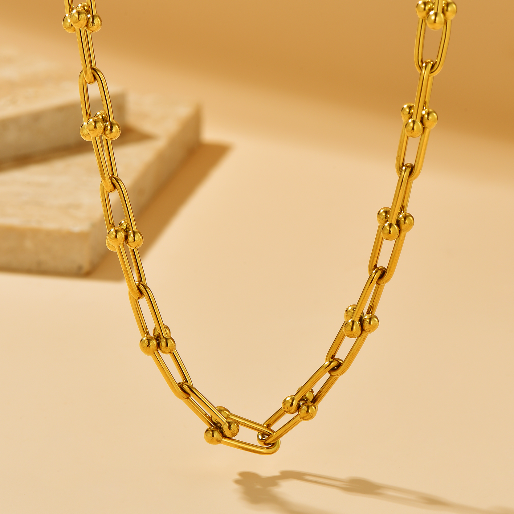 Curb Chain Necklace, Gold plated