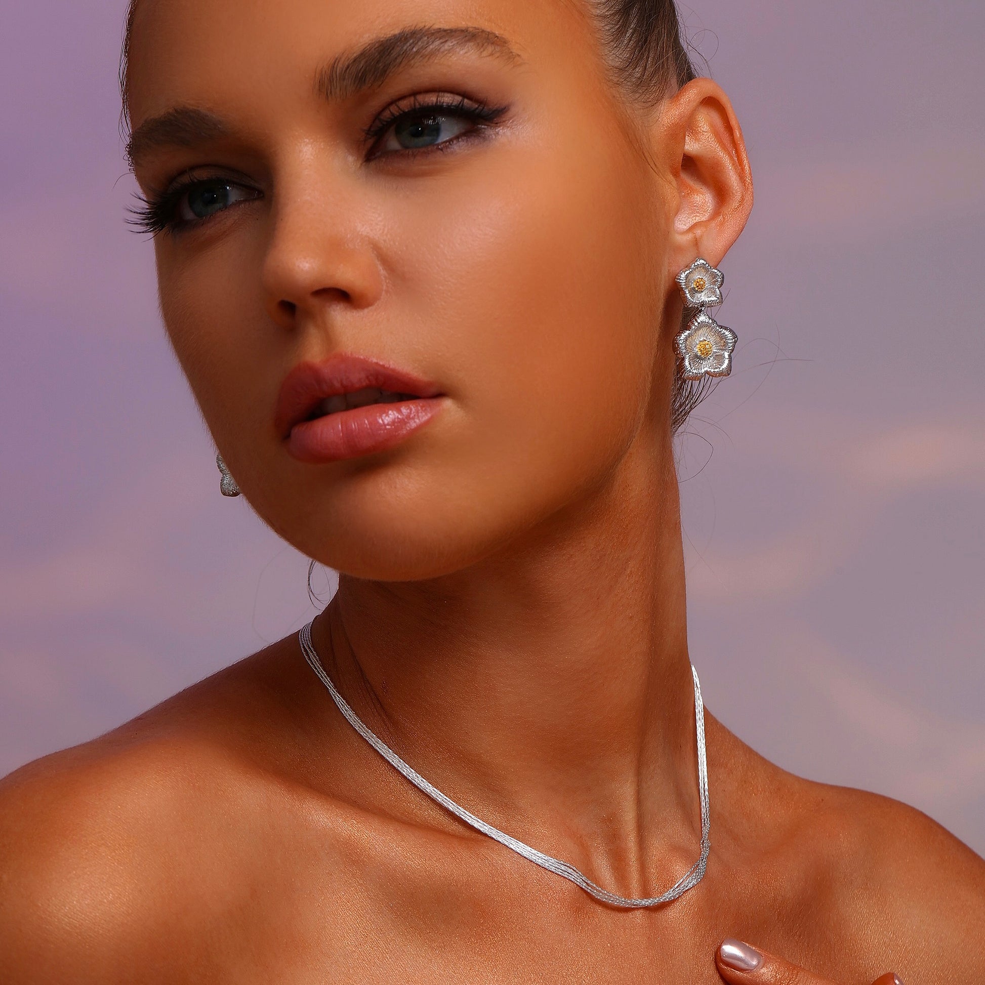 Dual Flower Drop Earrings - Earrings - ONNNIII