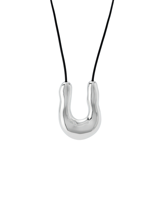 U Pendant Rope Necklace|Silver