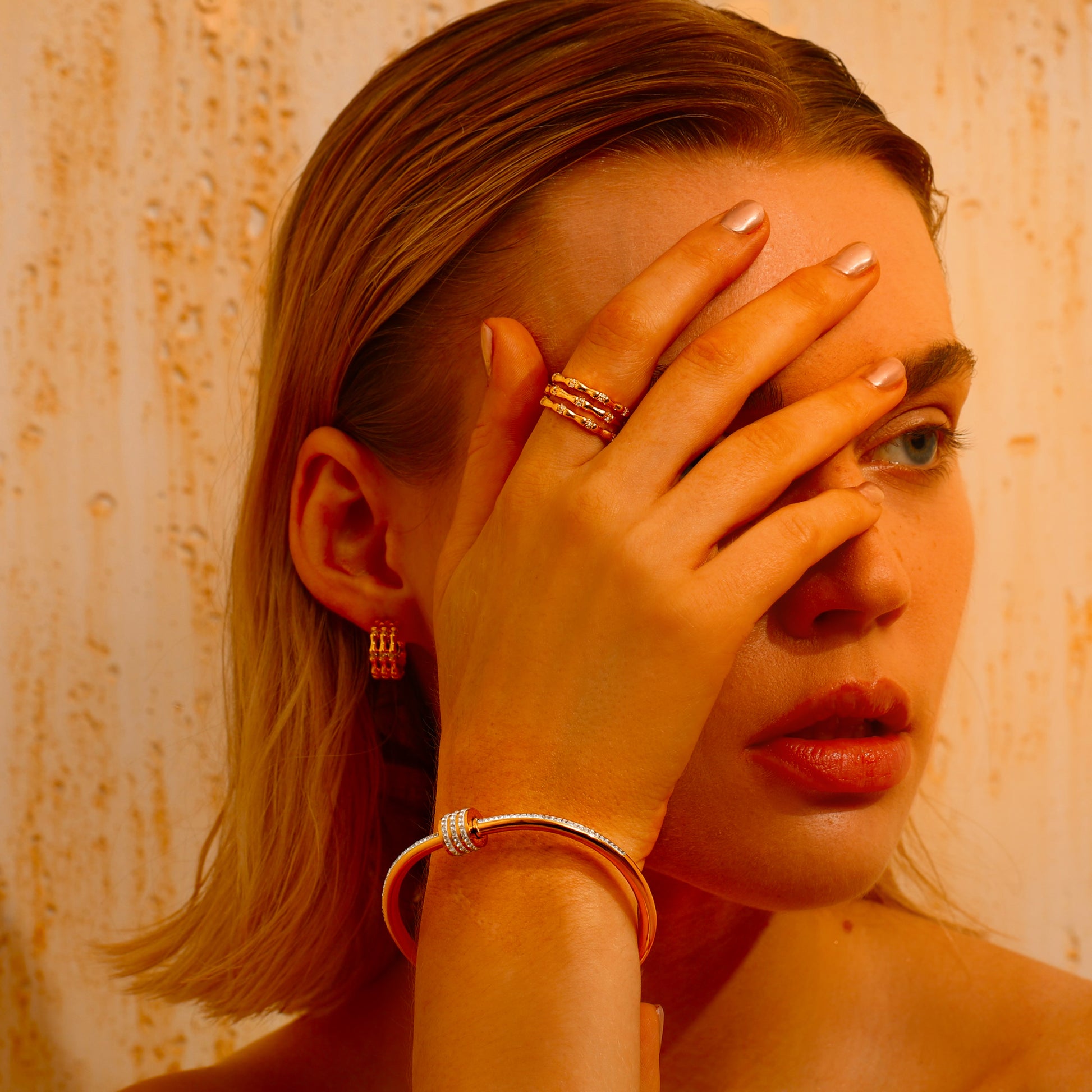 Bamboo Triple Band Stud Earrings - Earrings - ONNNIII