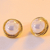 Gold Rim Pearl Stud Earrings - Earrings - ONNNIII