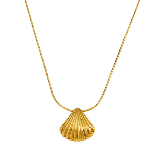 Scallop Shell Pendant Necklace - Gold - Gold - Necklace - ONNNIII