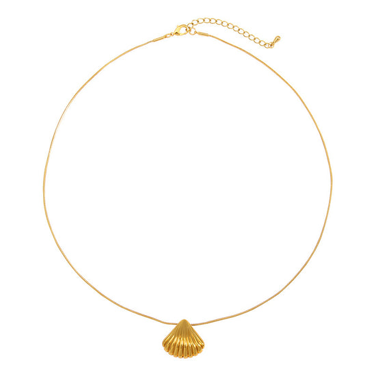Scallop Shell Pendant Necklace - Gold - Necklace - ONNNIII