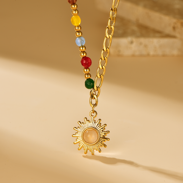 Sun Pendant Necklace - Gold - Necklace - ONNNIII