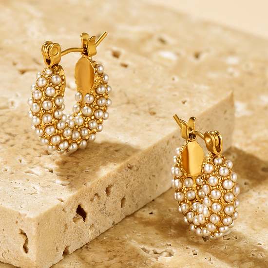 Pearl Pavé Huggie Earrings - Earrings - ONNNIII