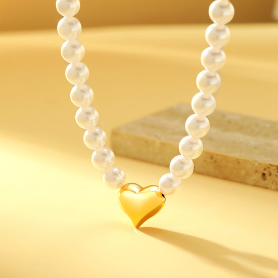 Heart Pendant Pearl Necklace - Necklace - ONNNIII