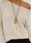Circle Pendant Cord Necklace｜Gold